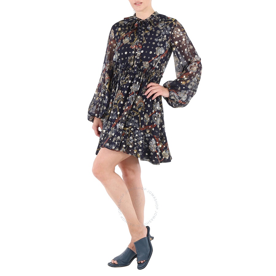 Chloe Blue Floral Silk Georgette Dress - 6