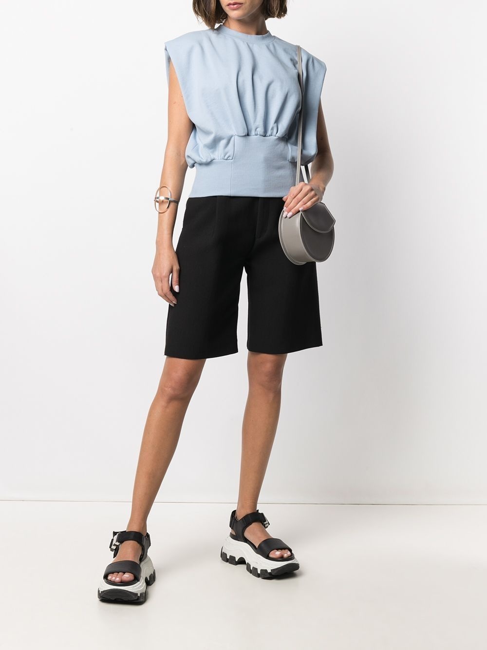 ribbed-trim sleeveless sweatshirt top - 2