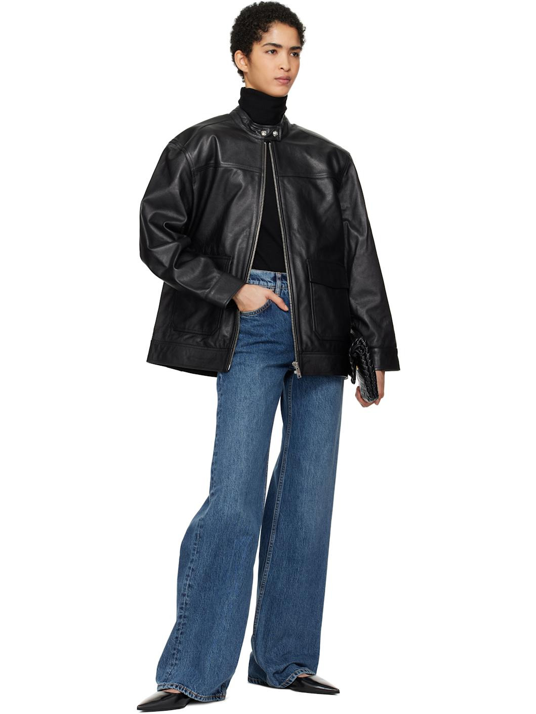 Black Henry Leather Jacket - 4