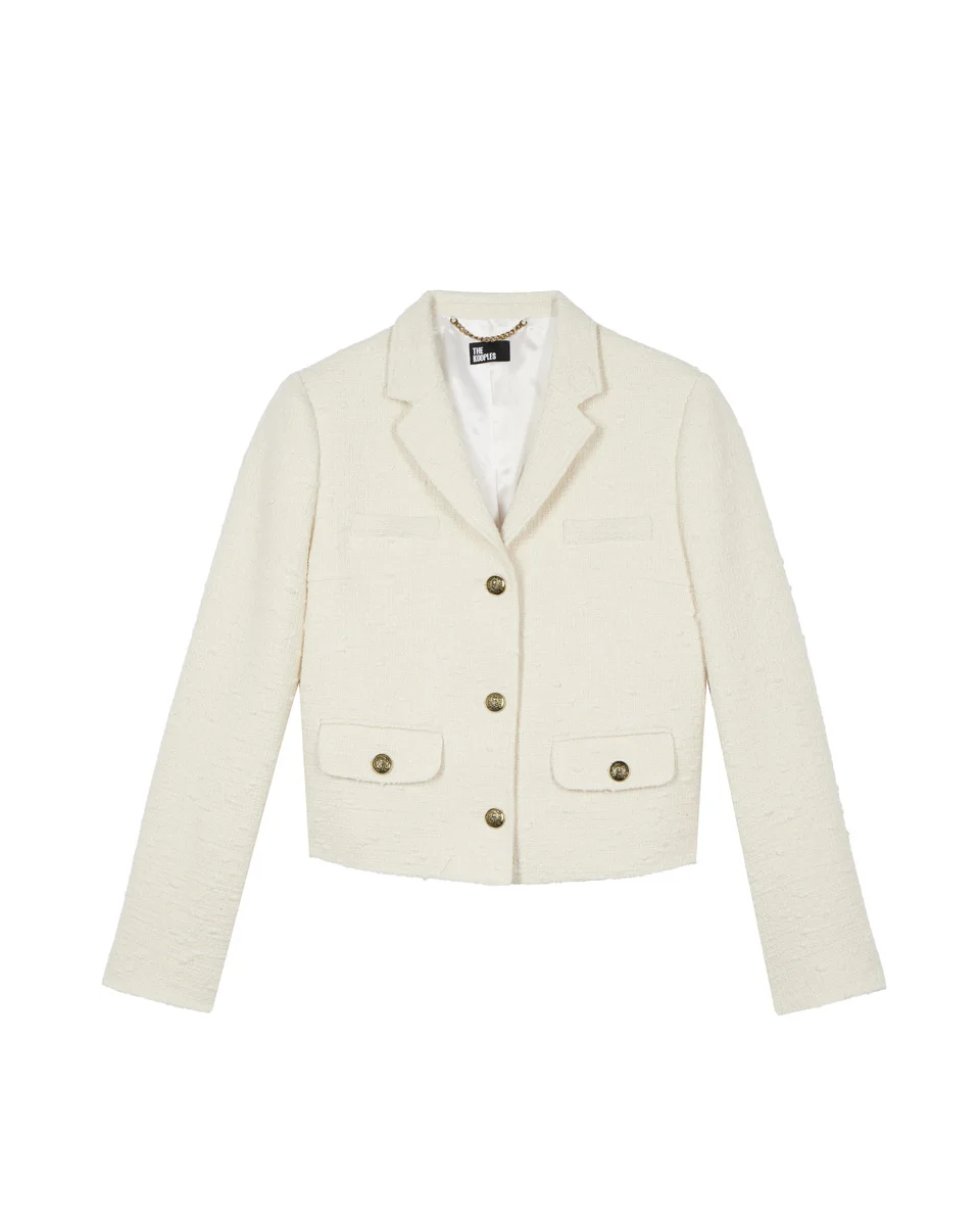TWEED SUIT JACKET IN ECRU - 1