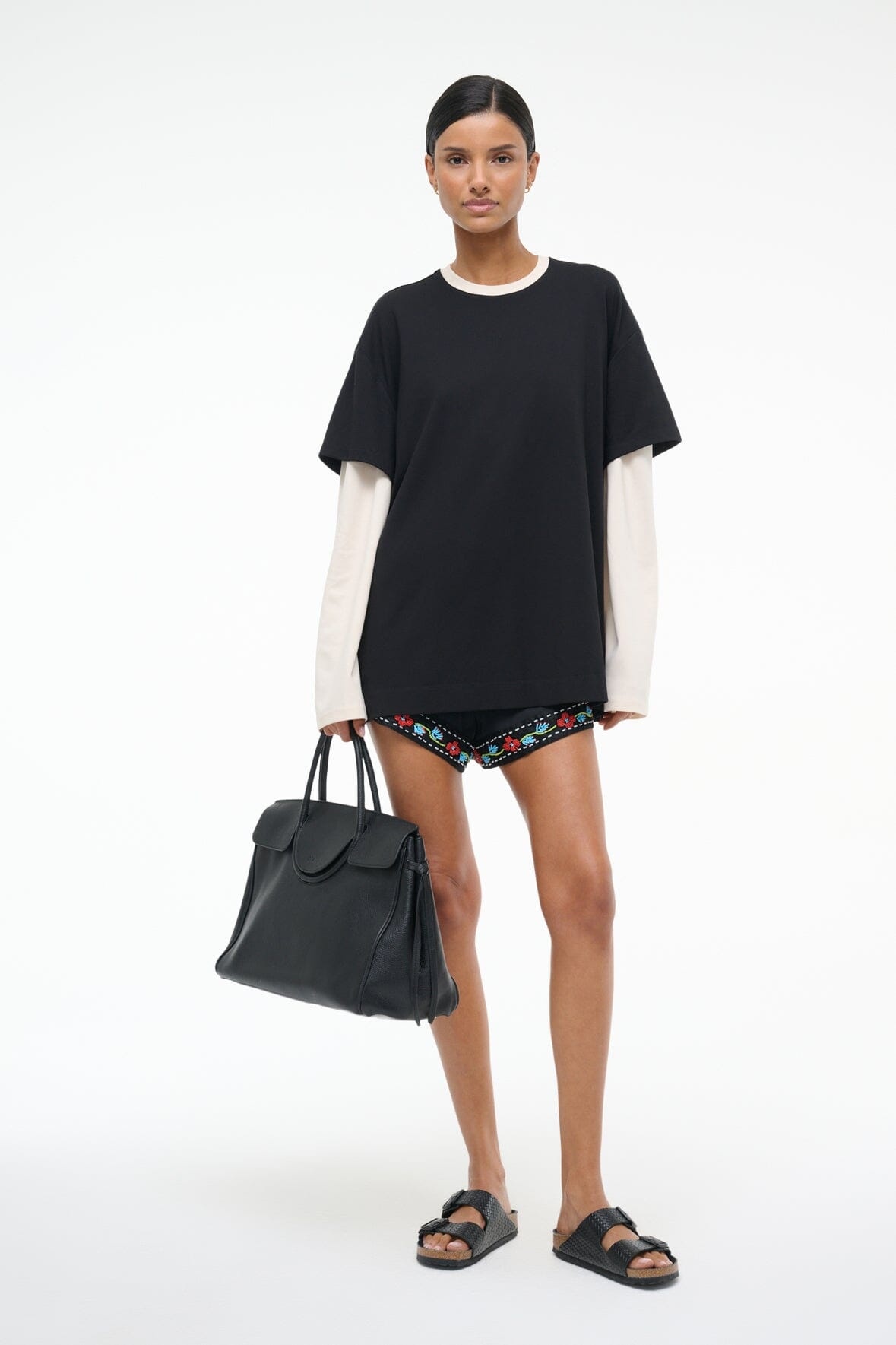 STAUD WILLIAM TEE BLACK/ECRU - 1