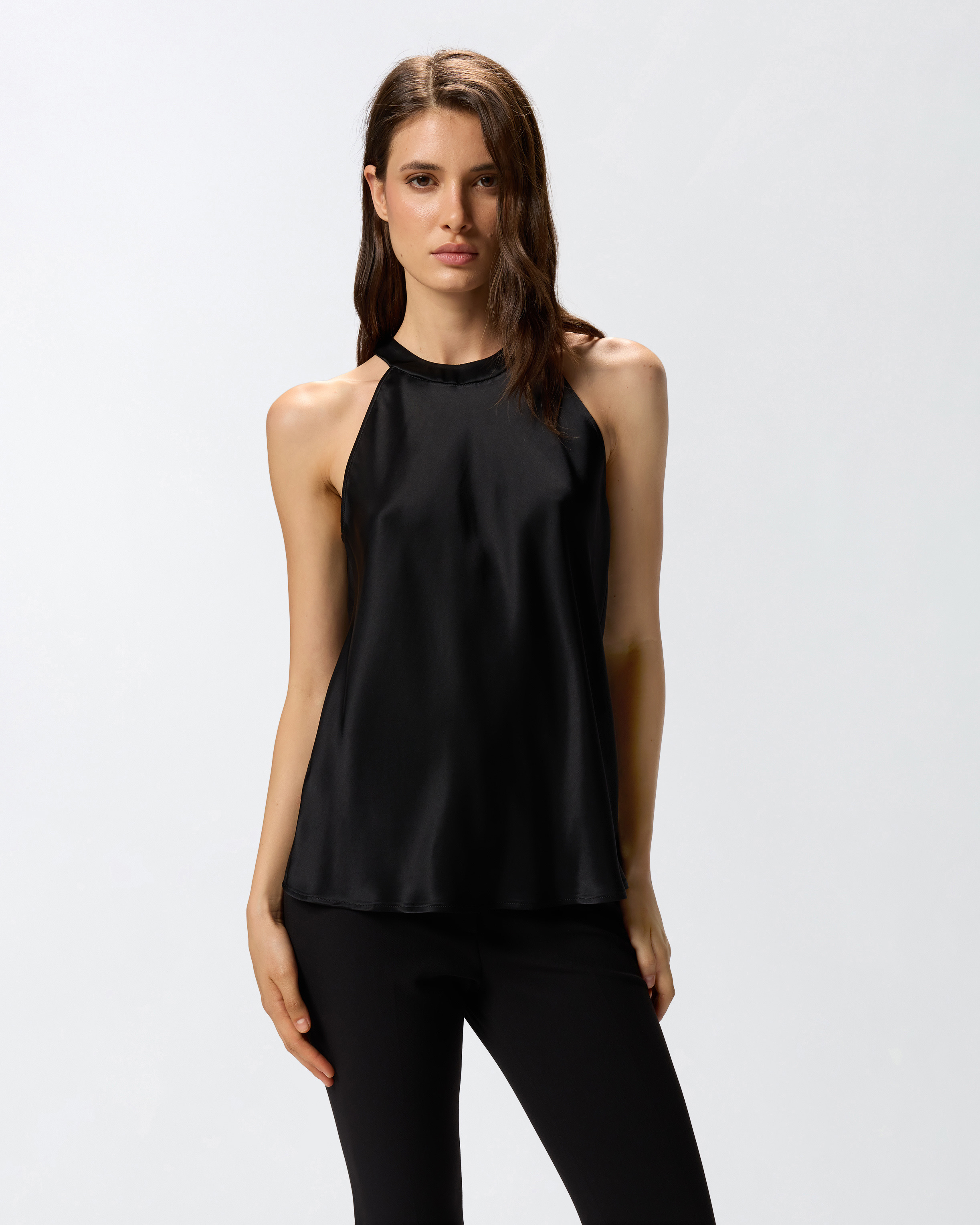 SATIN AND GEORGETTE TOP WITH BOW - 3