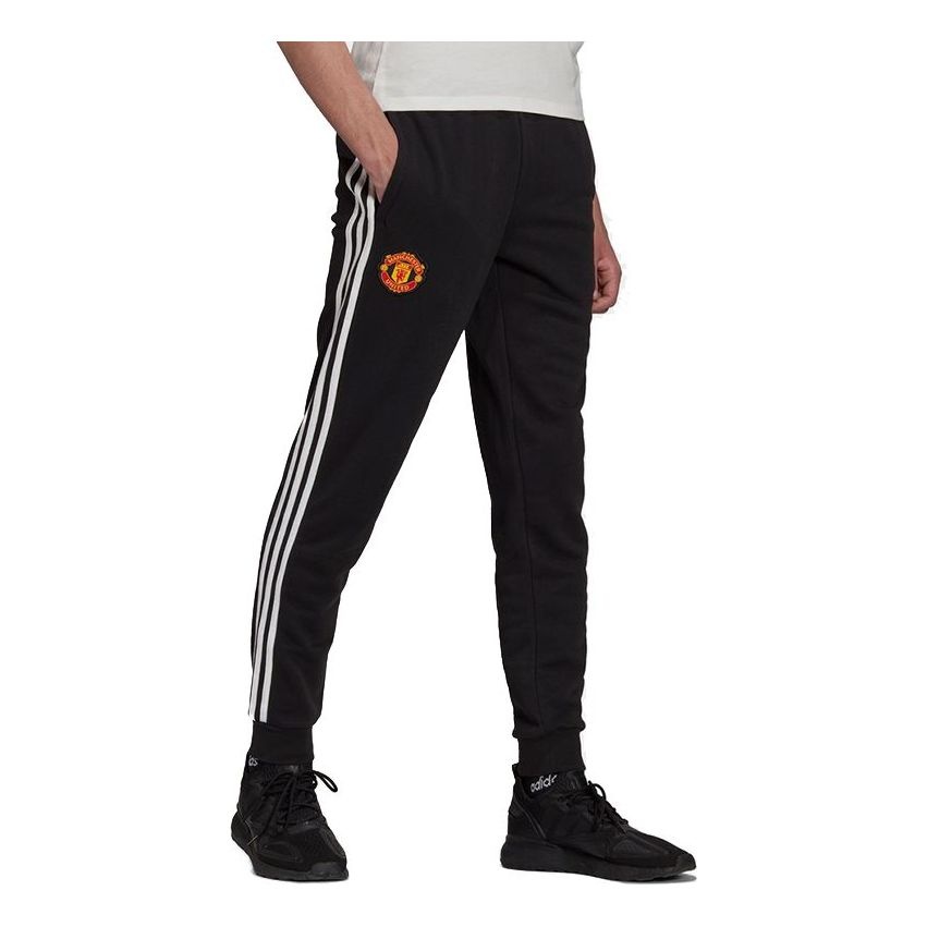 adidas Mufc Contrasting Colors Stripe Soccer/Football Bundle Feet Sports Long Pants Black GR3886 - 1