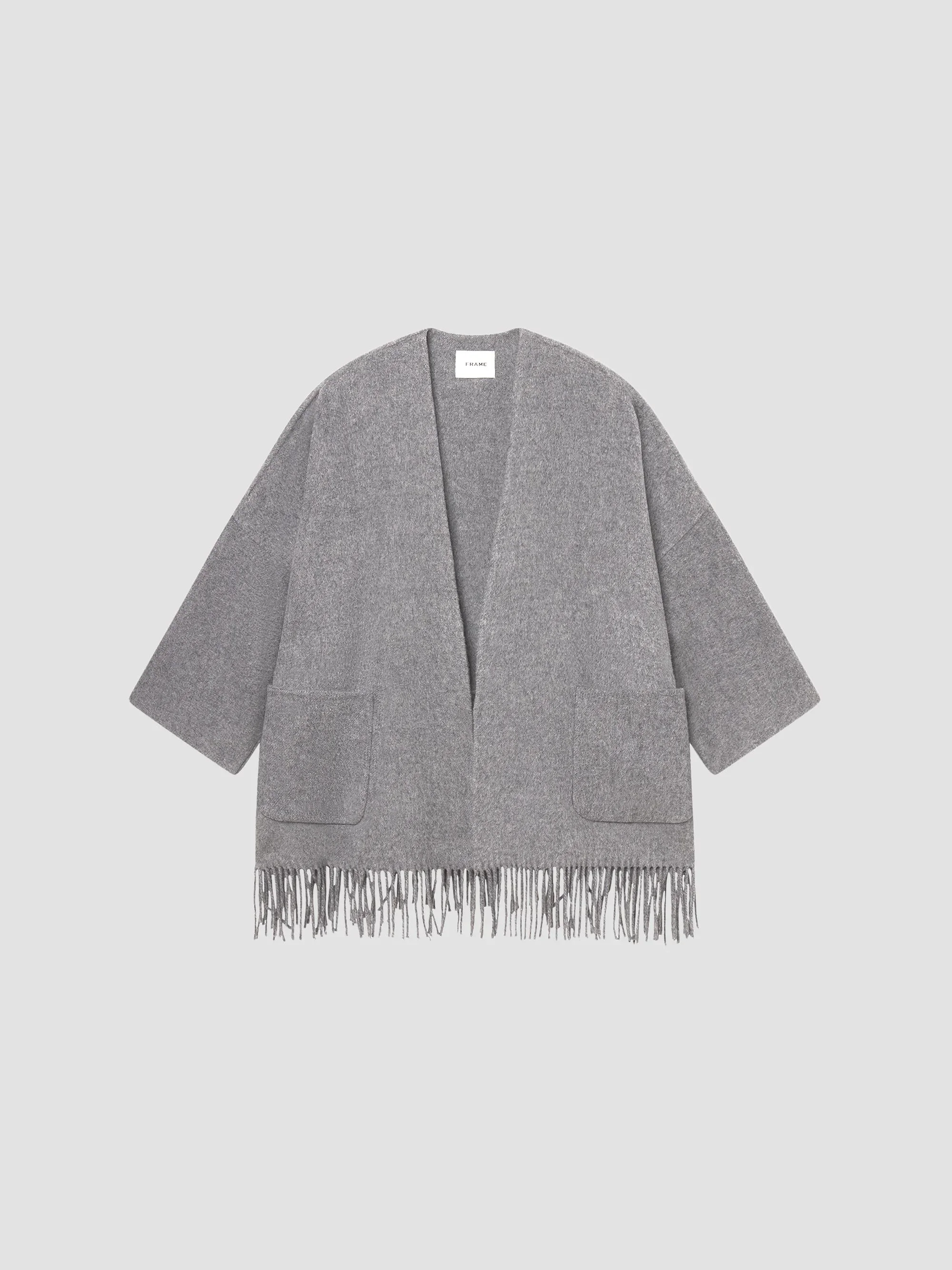 Women's Fringe Hem Wool-Blend Coat - Heather Grey - 1