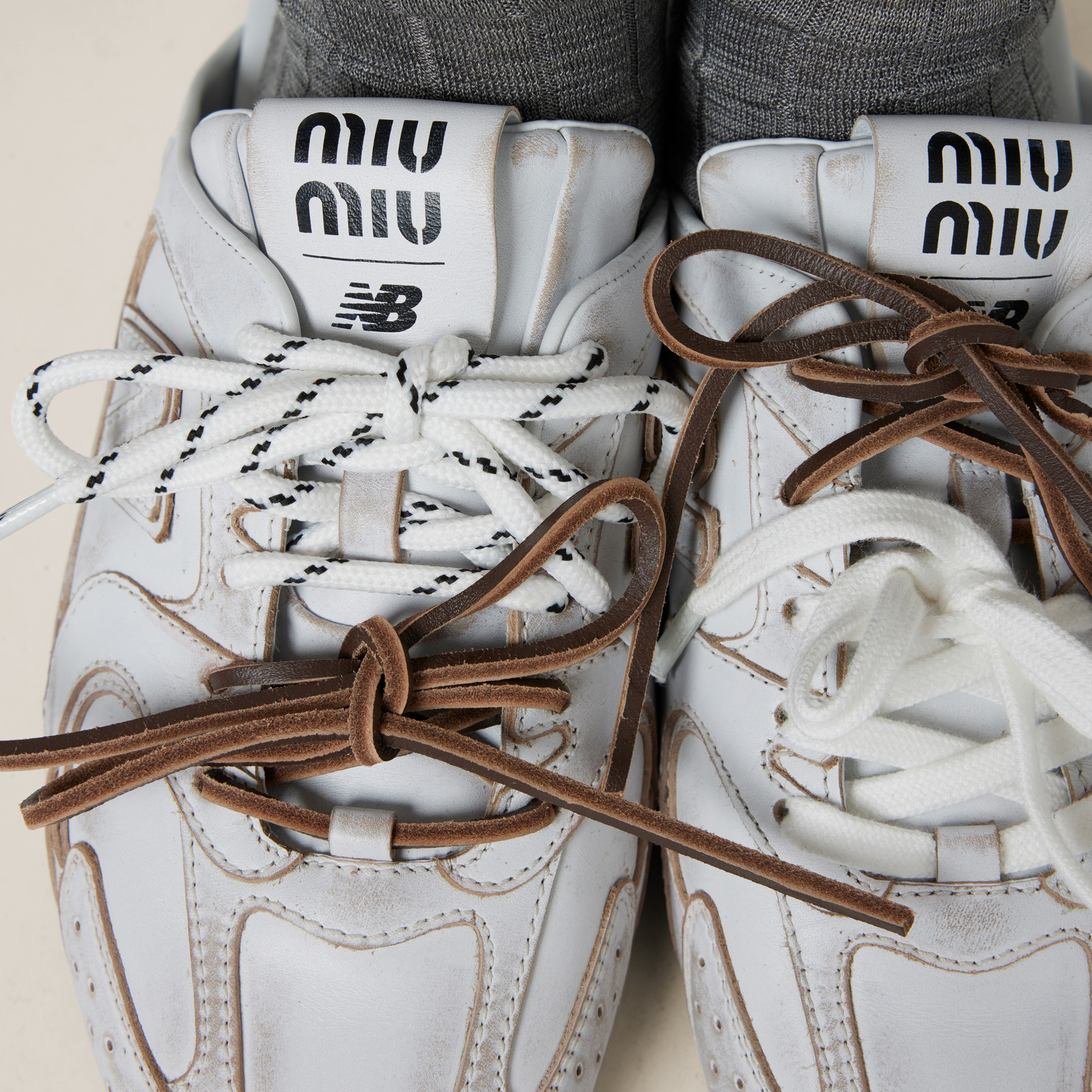 New Balance x Miu Miu bleached leather mules - 6