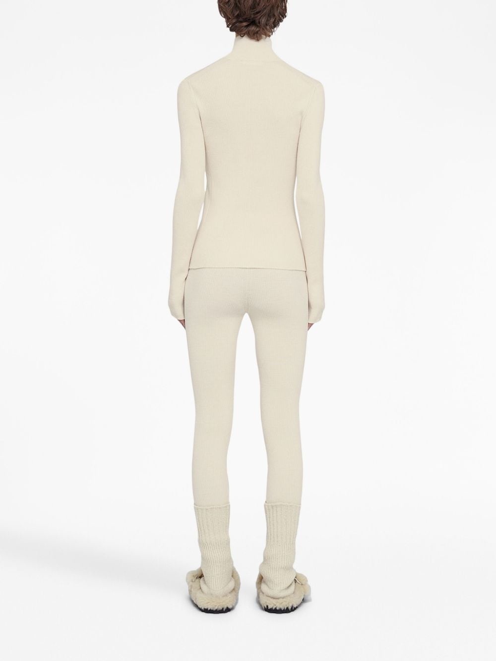 logo-patch knitted leggings - 4