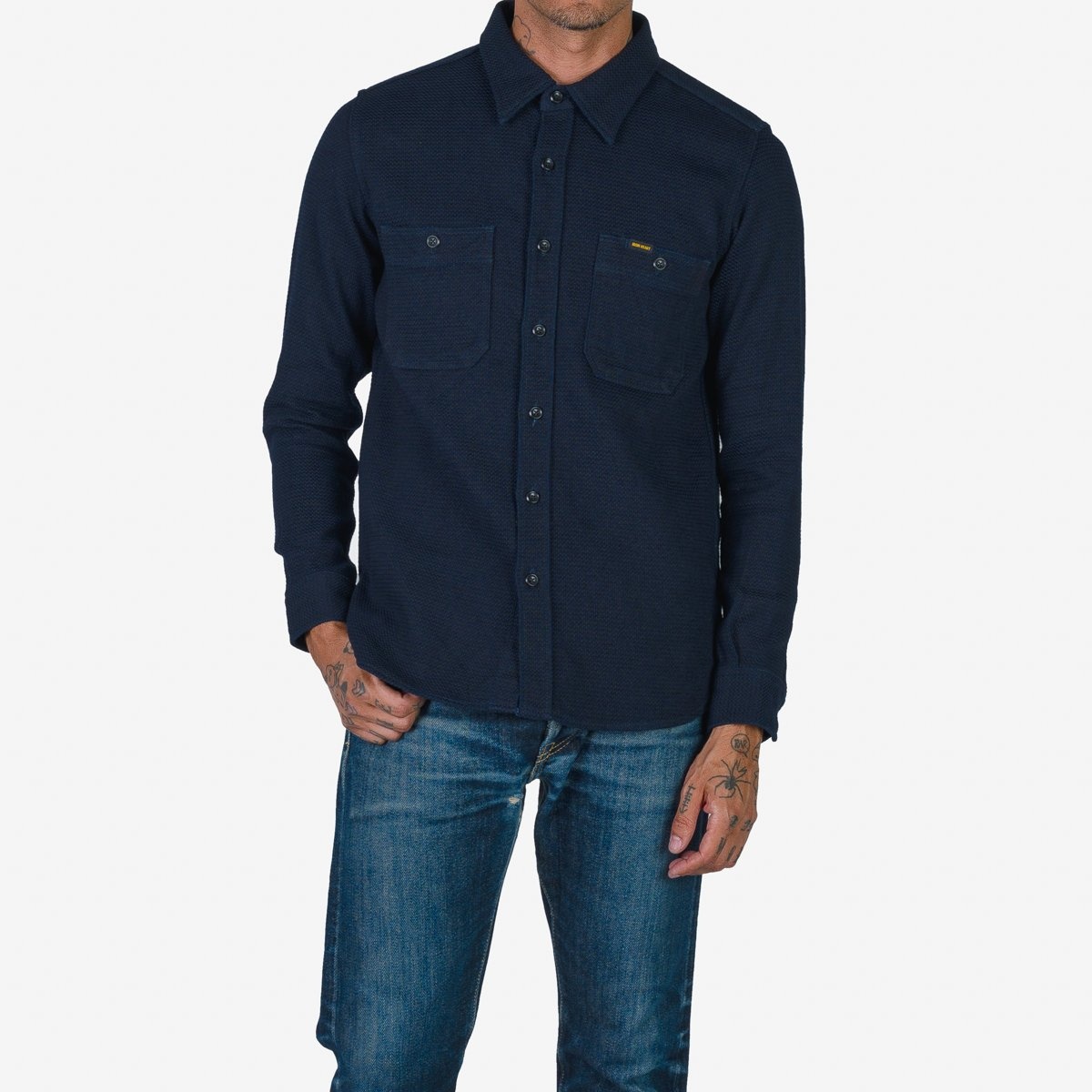 IHSH-380-IND 12oz Dobby Cloth Work Shirt - Indigo - 2