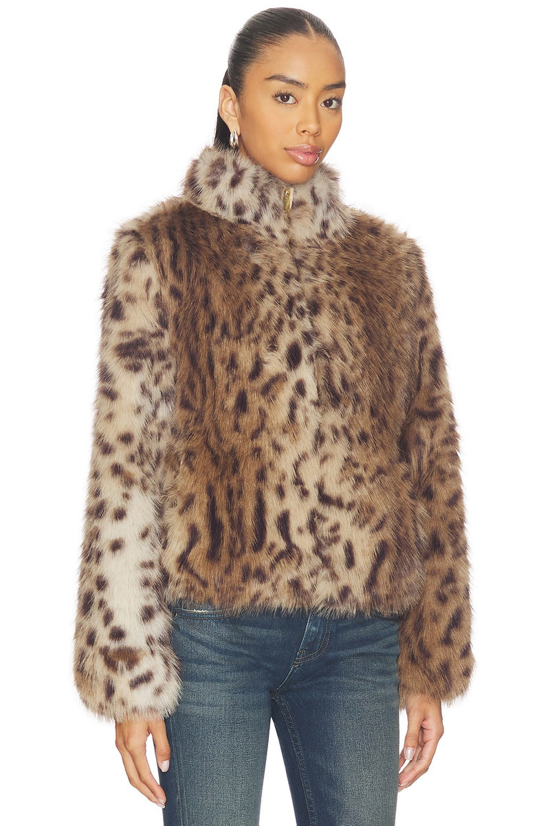 GENERATION LOVE Jamie Leopard Faux Fur Jacket outlook