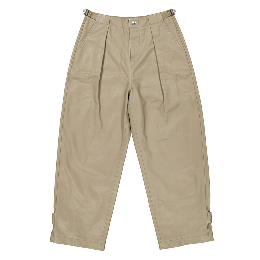 Burberry Pleated Leather Trousers in Hunter - 5