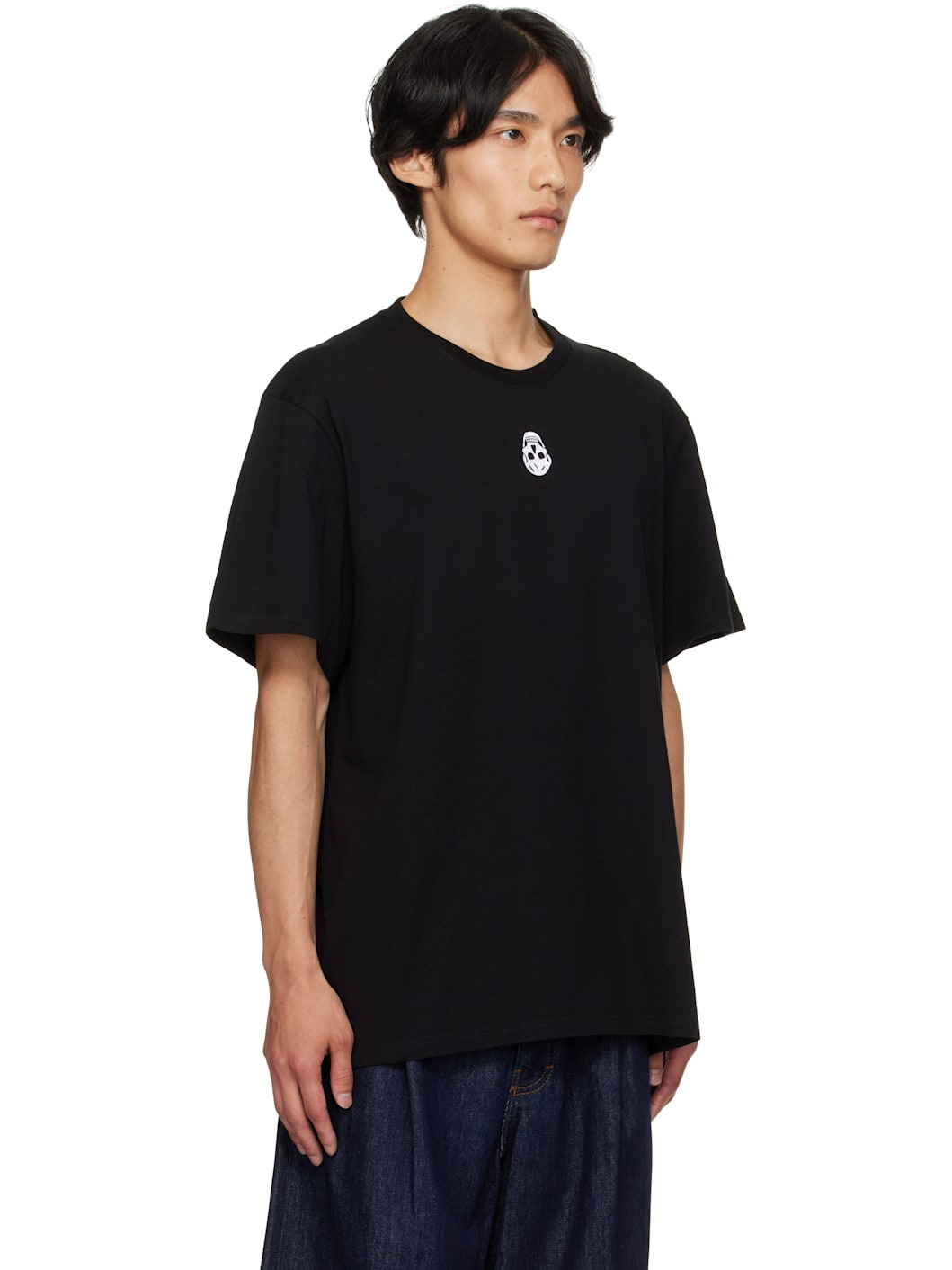 Black Flocked Skull T-shirt - 2