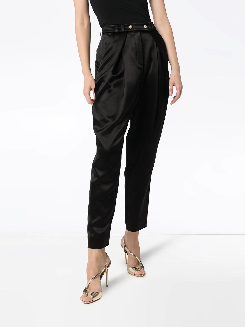 tapered silk-satin trousers - 3