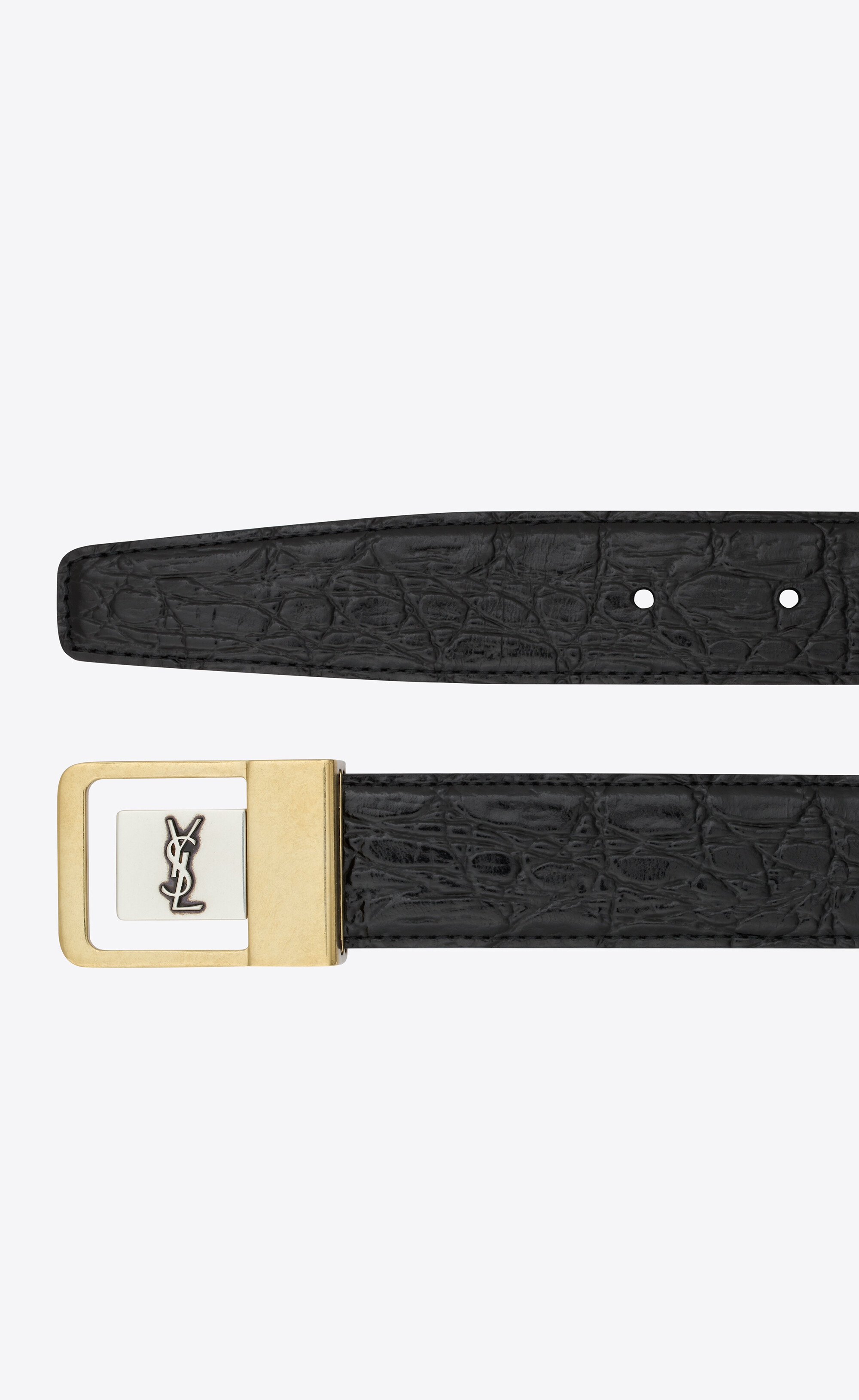 female buckle belt in crocodile-embossed leather - 2
