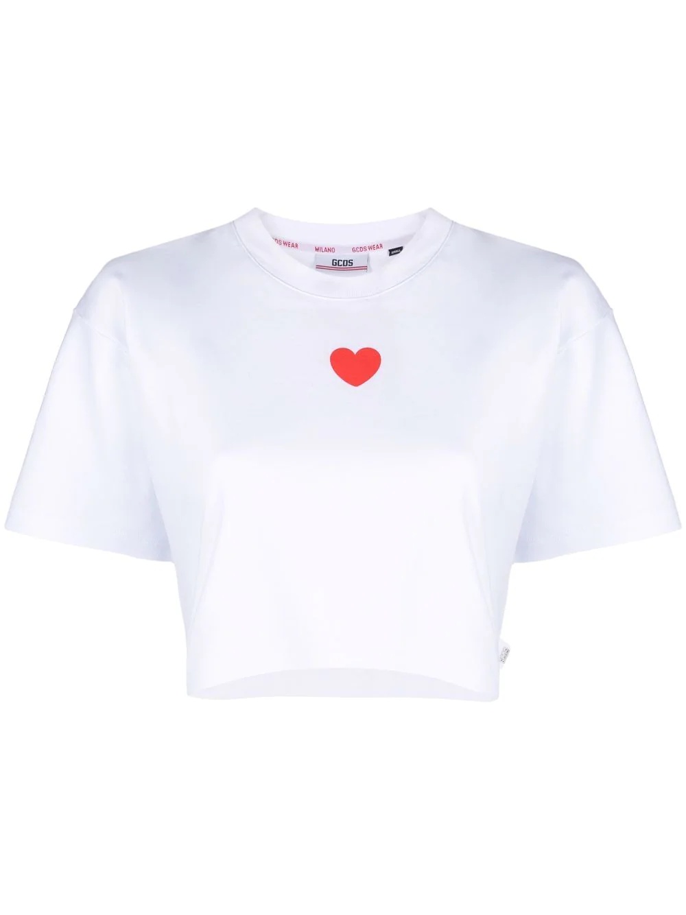 heart-print cropped T-shirt - 1