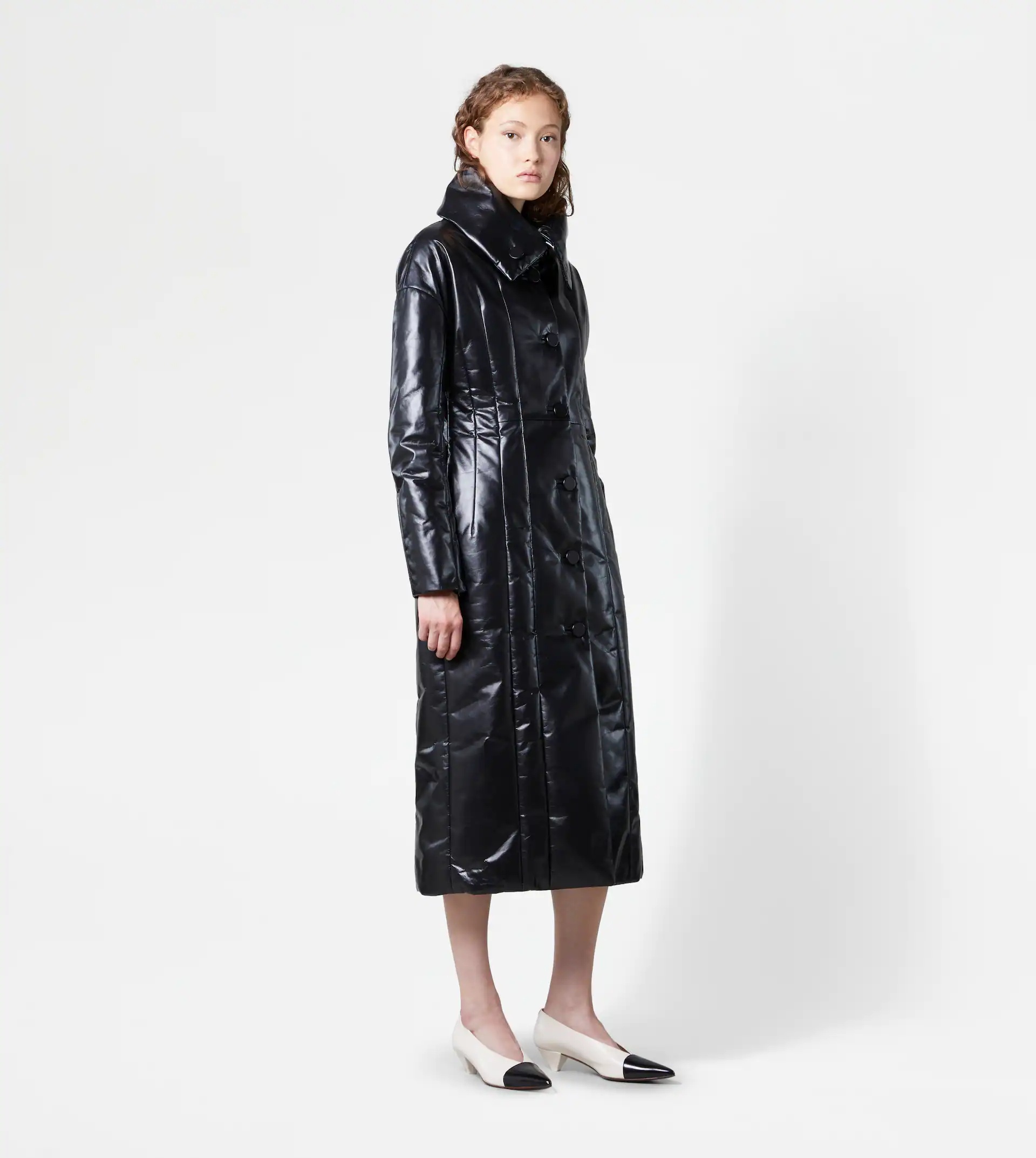 QUILTED COAT IN LEATHER - BLACK - 2
