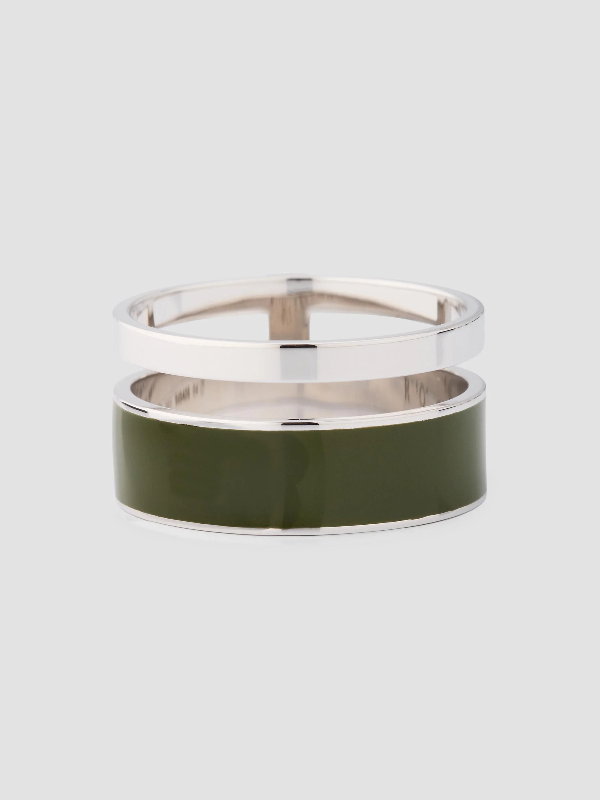 Women's Berbere Chromatic 18K White Gold & Lacquer Double-Band Ring - White Gold - 1