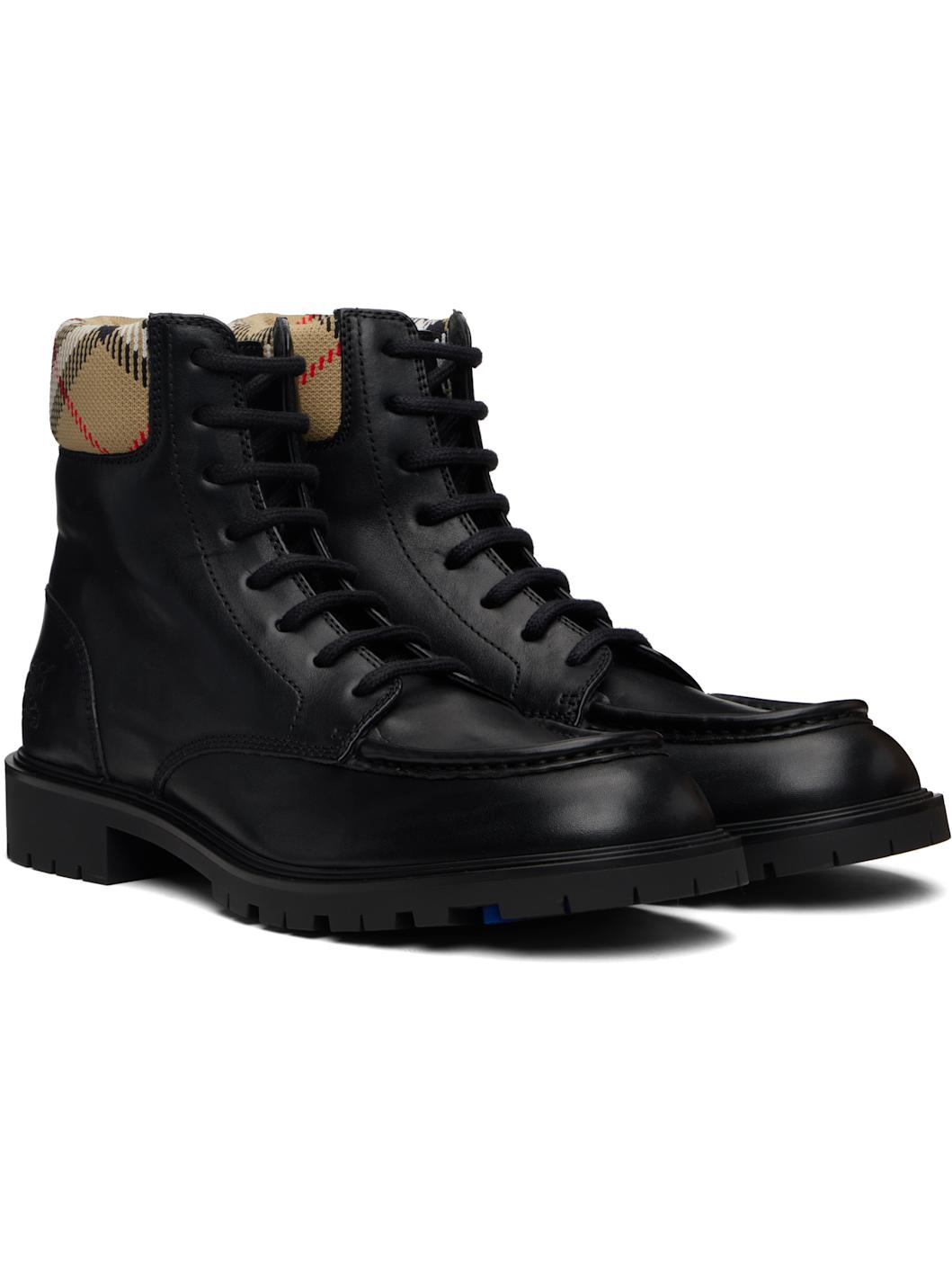 Black Leather Rogue Combat Boots - 4