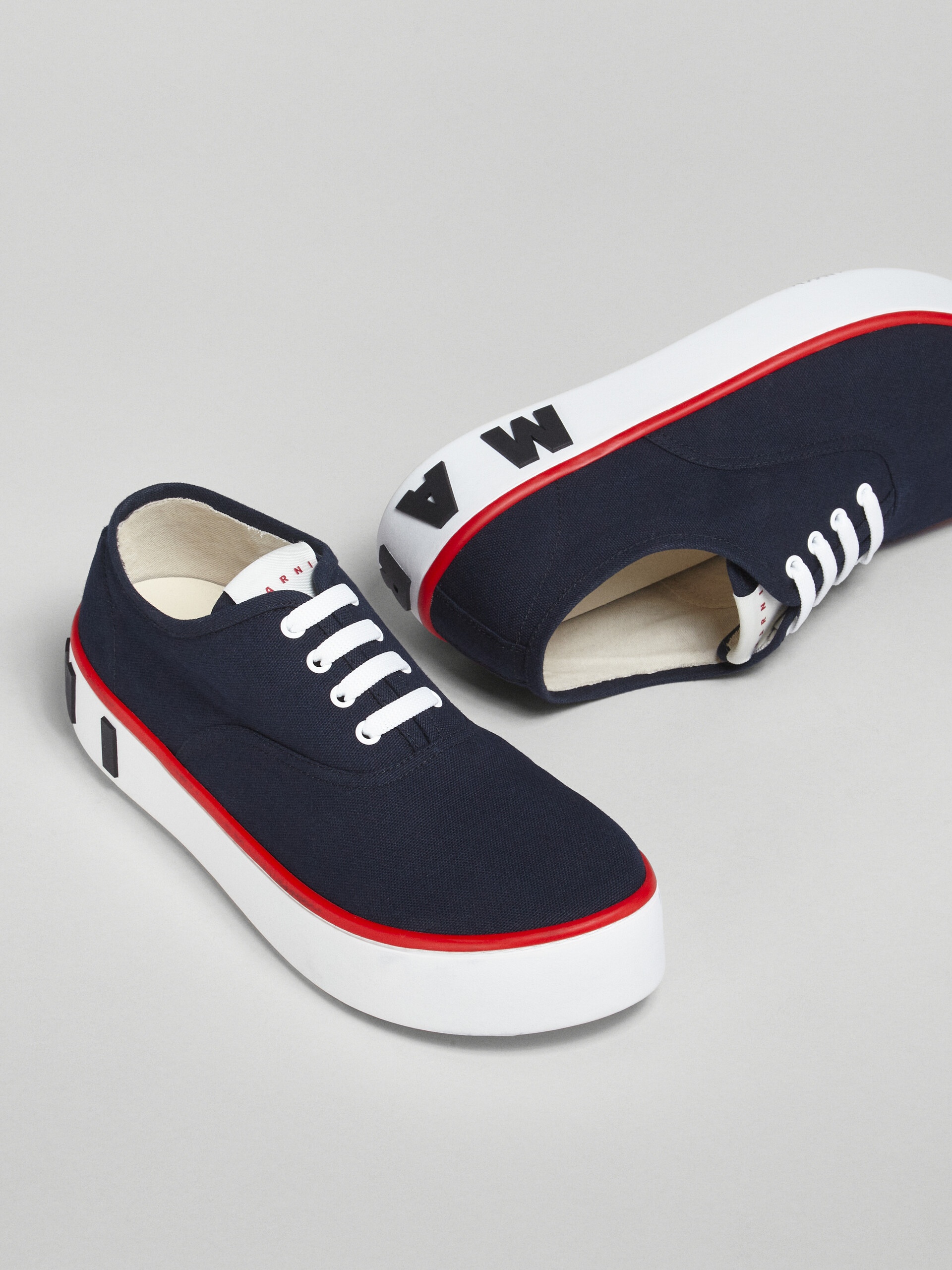 BLUE CANVAS SNEAKER WITH MAXI LOGO - 5