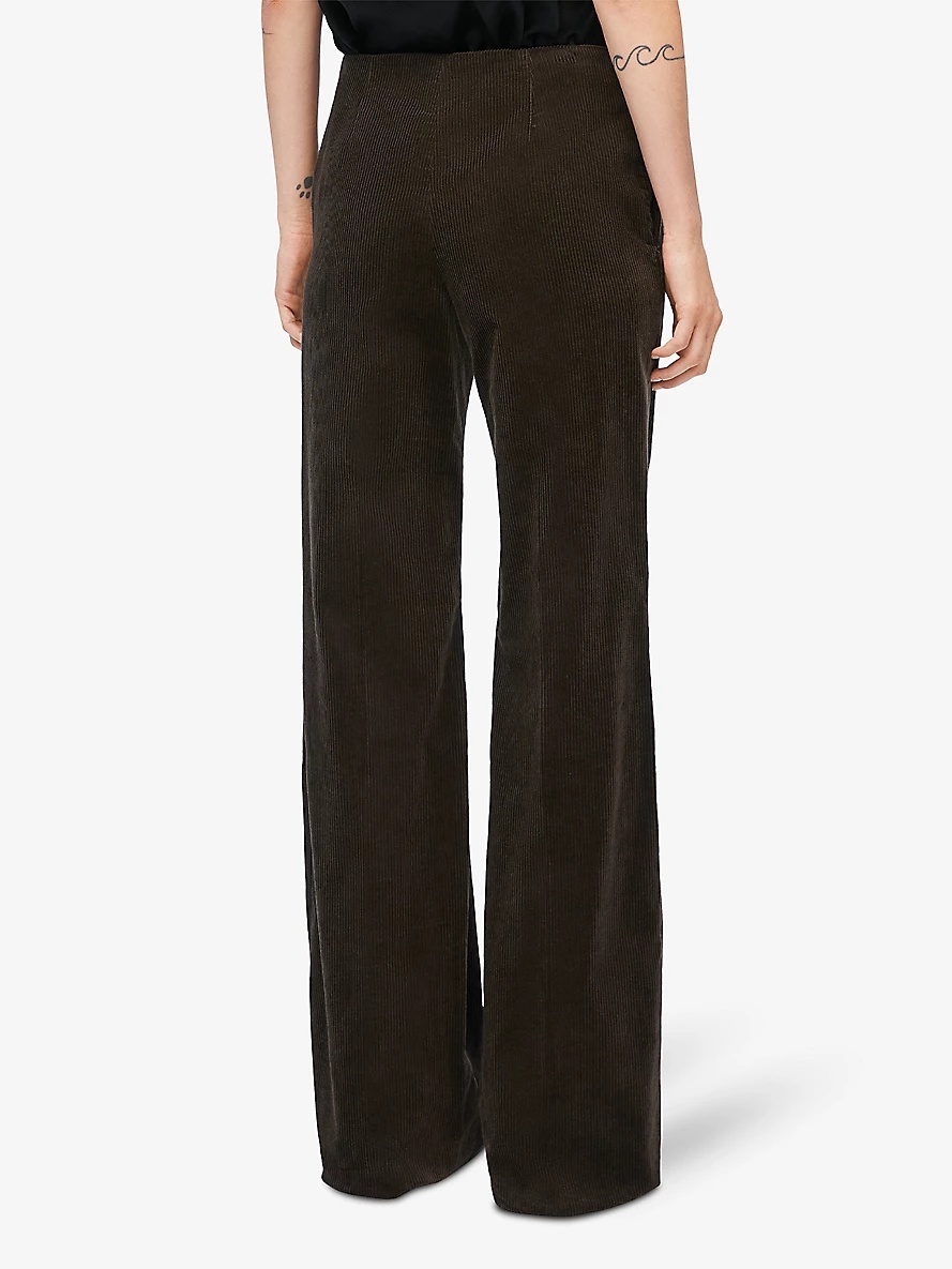 Flared-leg mid-rise cotton-corduroy trousers - 4