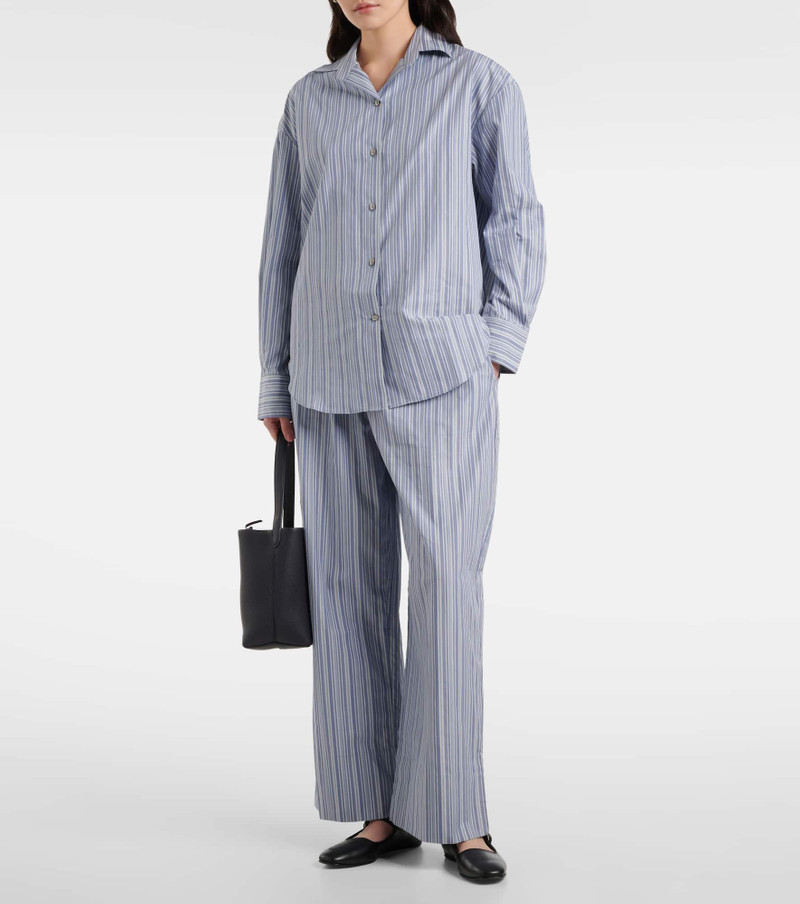 FAITHFULL Vieu Relaxed striped cotton poplin pants outlook