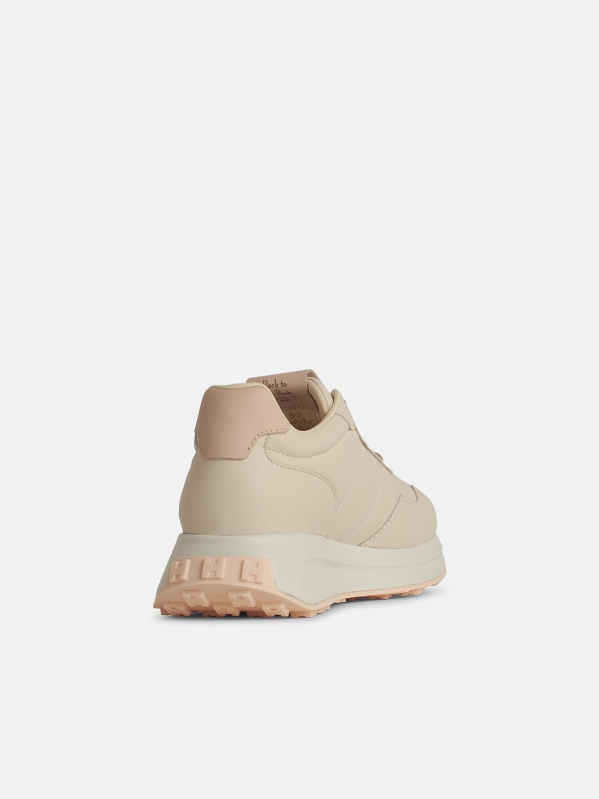 'H641' BEIGE LEATHER SNEAKERS - 3