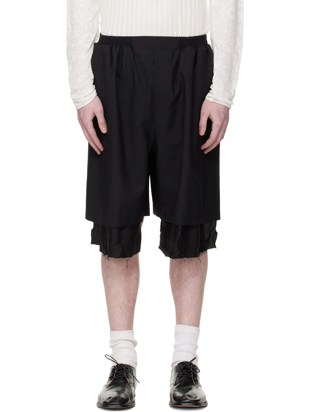 Black Exploded Lining Shorts - 1