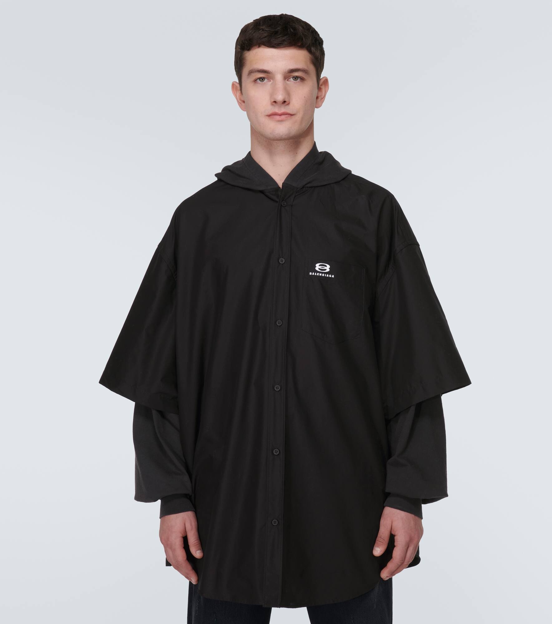 Patched cotton poplin and fleece jacket - 3