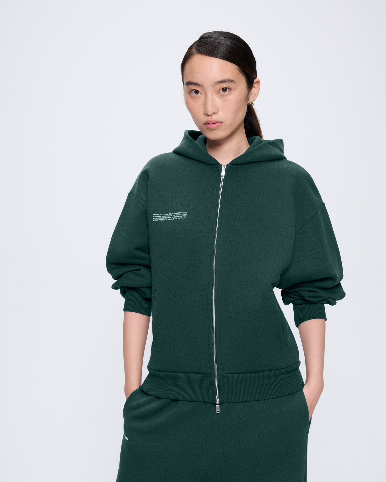 Womens 365 Heavyweight Two-Way Zip-Through Hoodie - Foliage Green - 2
