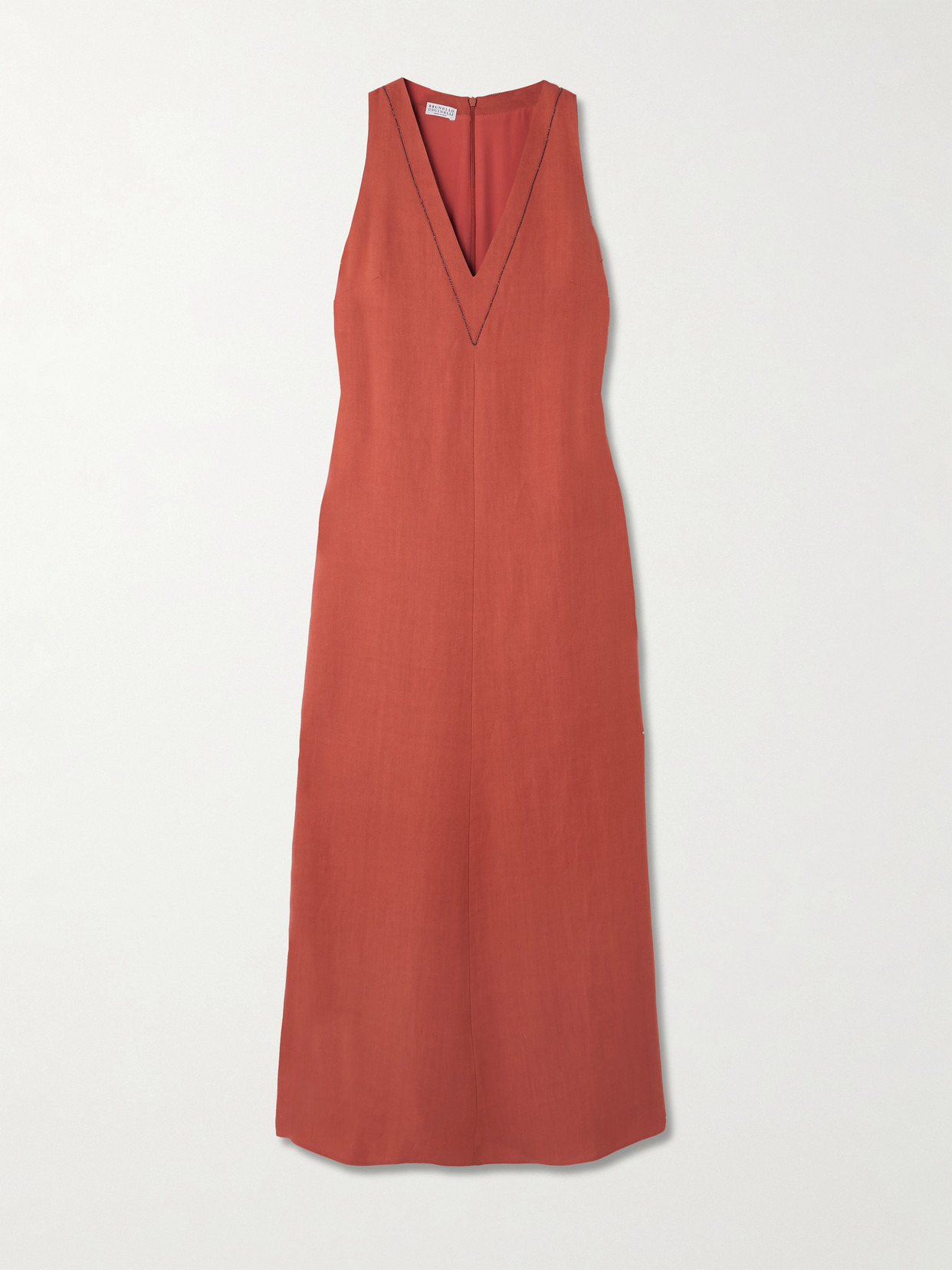 Bead-embellished Twill Midi Dress - 1