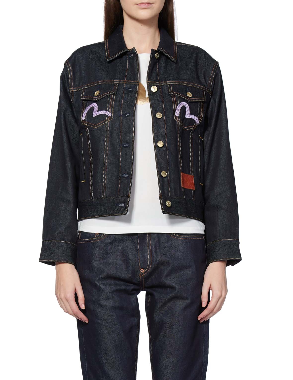 KAMON BROCADE AND TIGER EMBROIDERED DENIM JACKET - 3