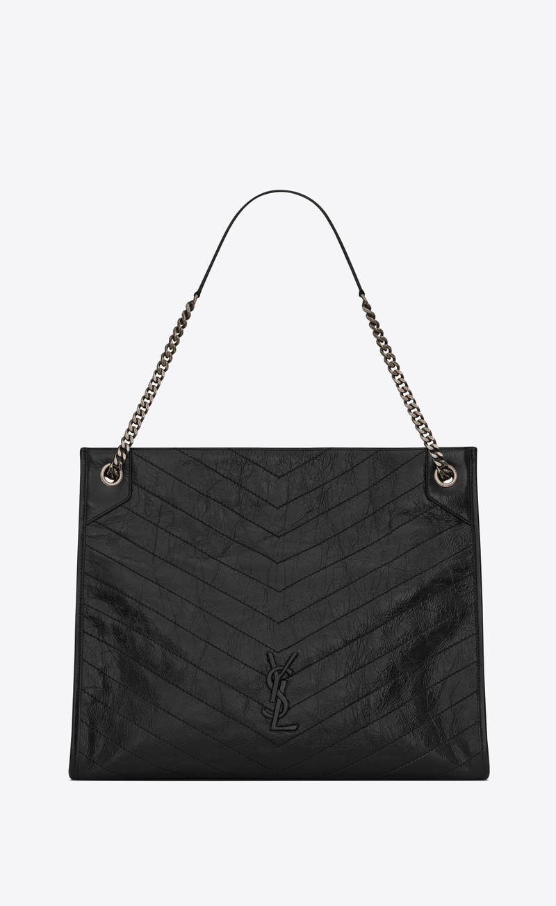 niki large shopping bag in crinkled vintage leather - 1