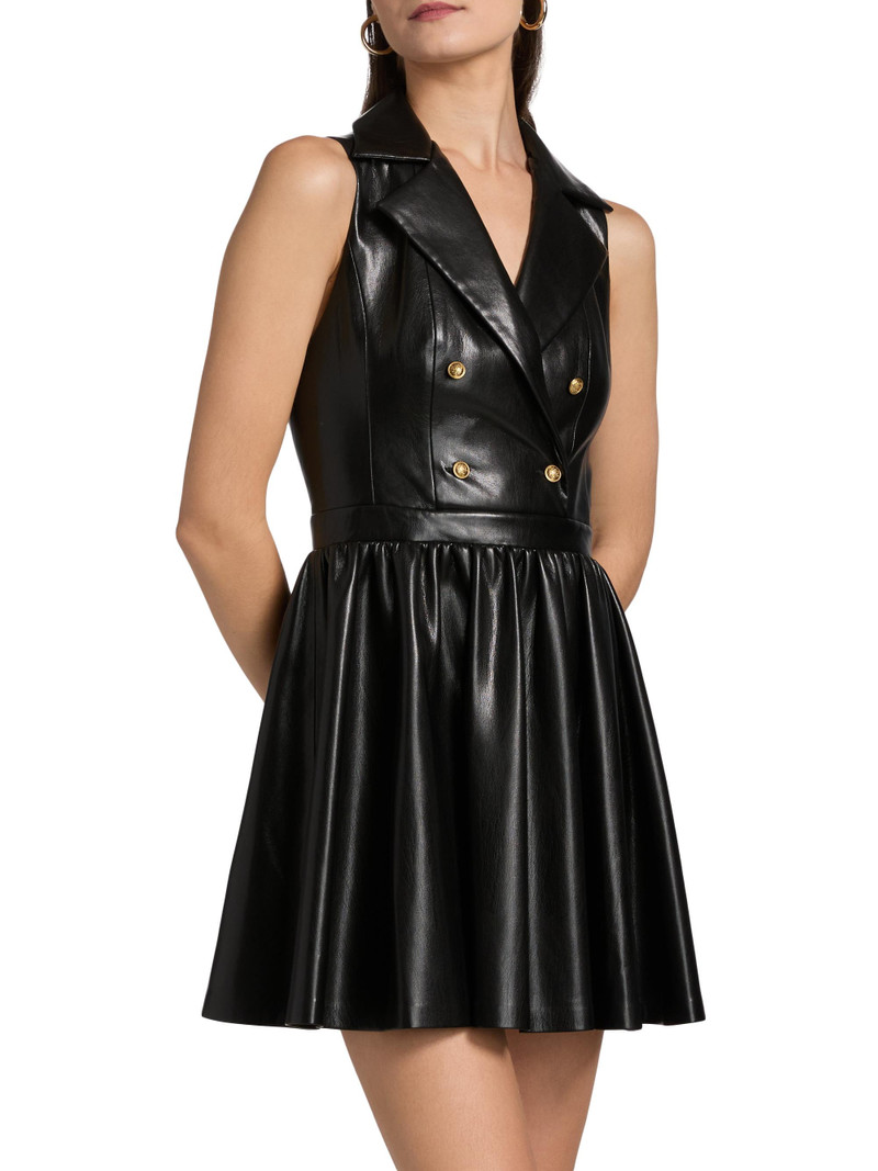 Women's Emmy Faux-Leather Surplice Minidress - Black 4
