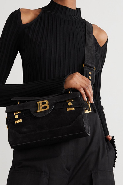 Balmain B-Buzz 26 medium suede shoulder bag outlook