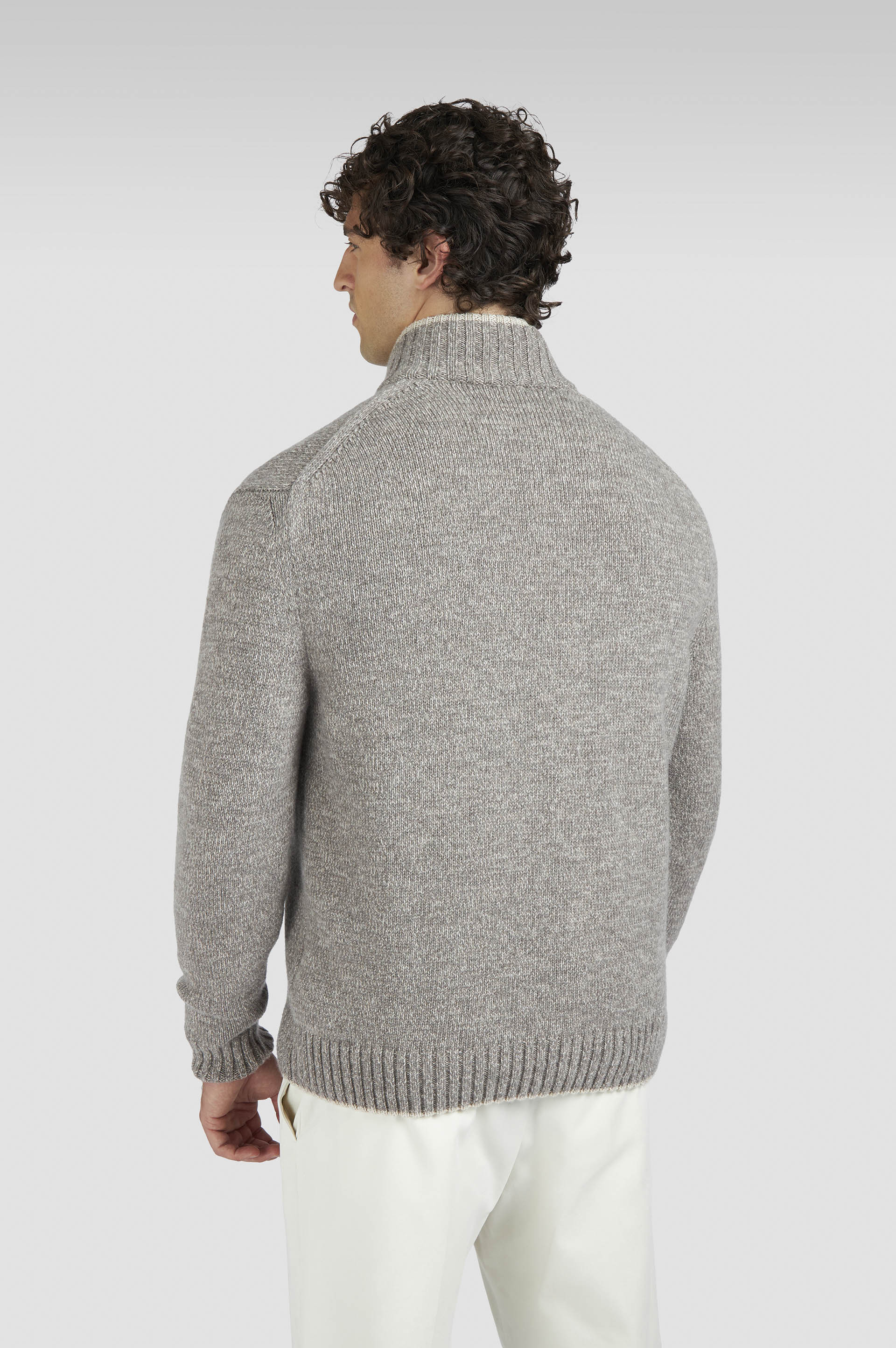 WOOL CASHMERE HALF ZIP SWEATER - 3