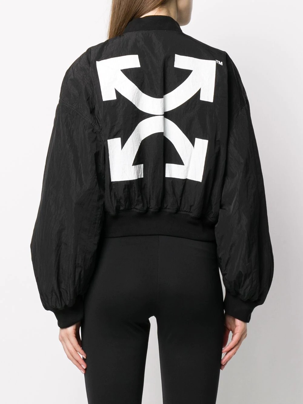 logo-print cropped bomber jacket - 4