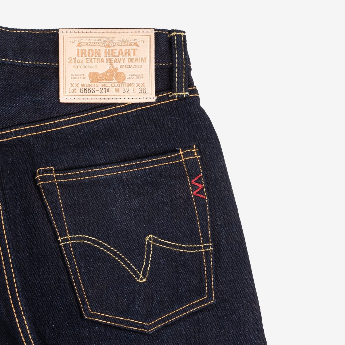 IH-666S-21ib 21oz Selvedge Denim Slim Straight Cut Jeans - Indigo/Black - 6