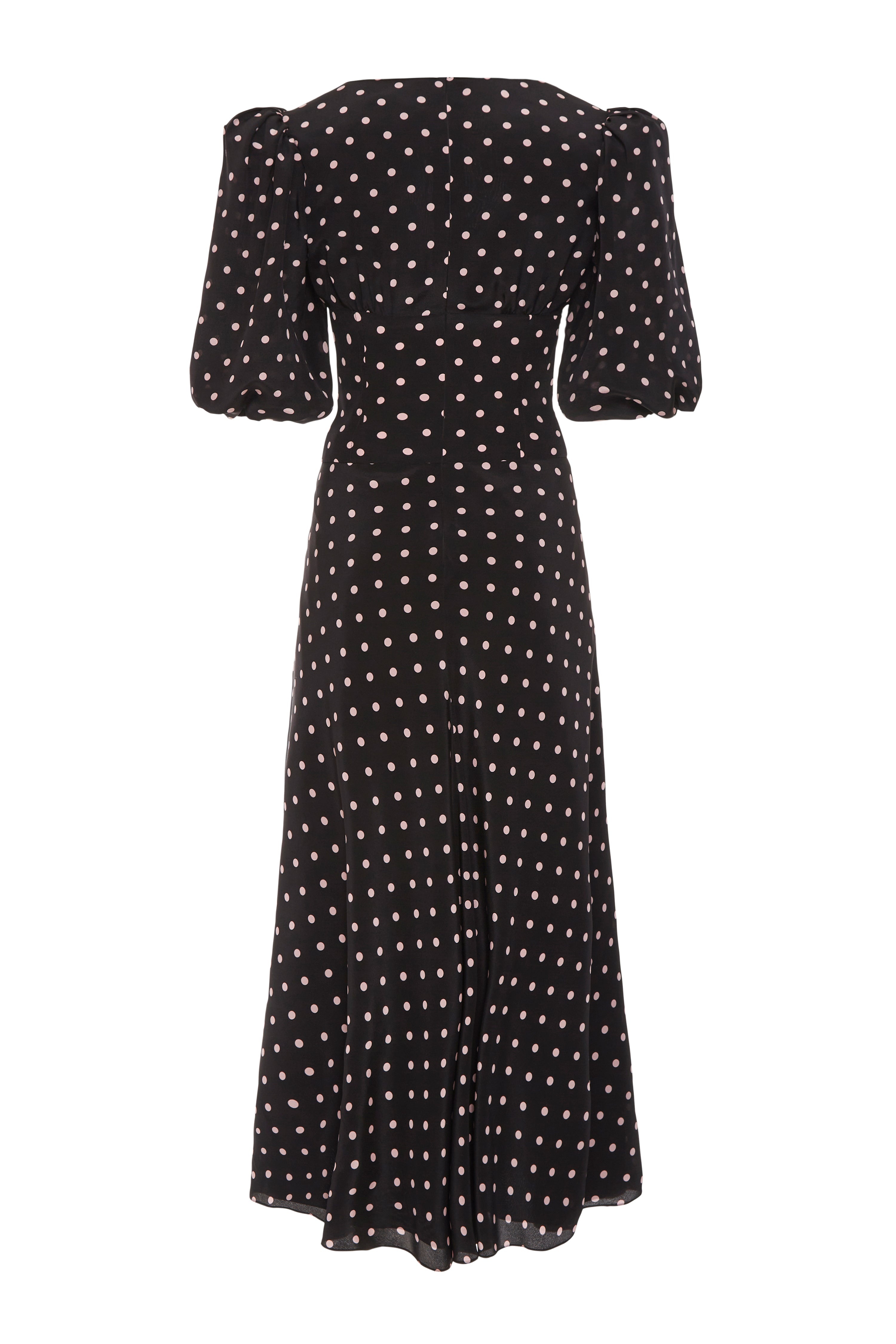 POLKA DOT SILK DRESS WITH PUFF SLEEVES - 2