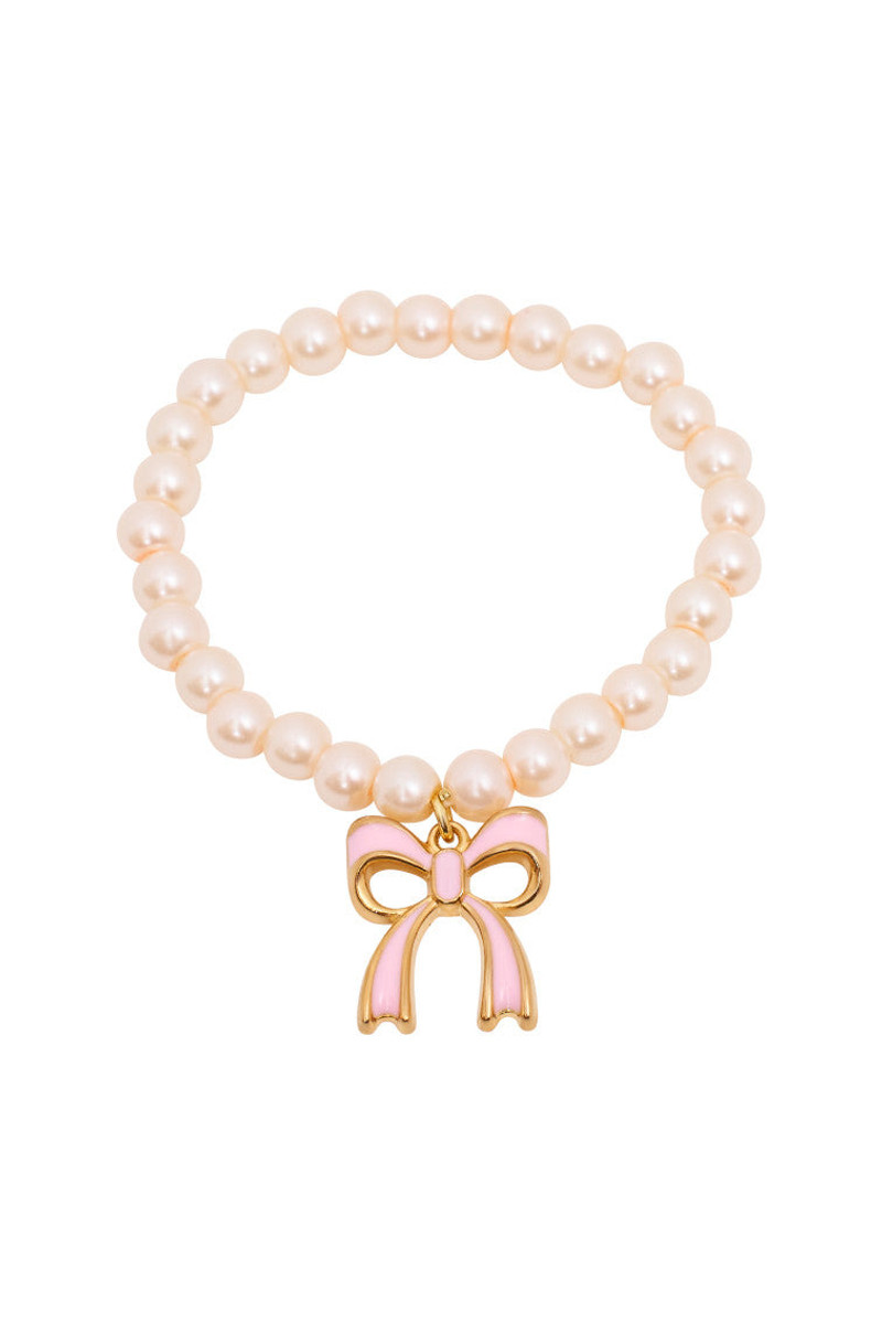 She's Coquette Pink Bow Pearl Bracelet 1