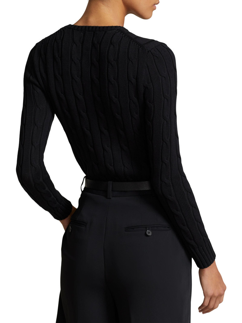Women's Julianna Cable-Knit Pima Cotton Sweater - Polo Black 8