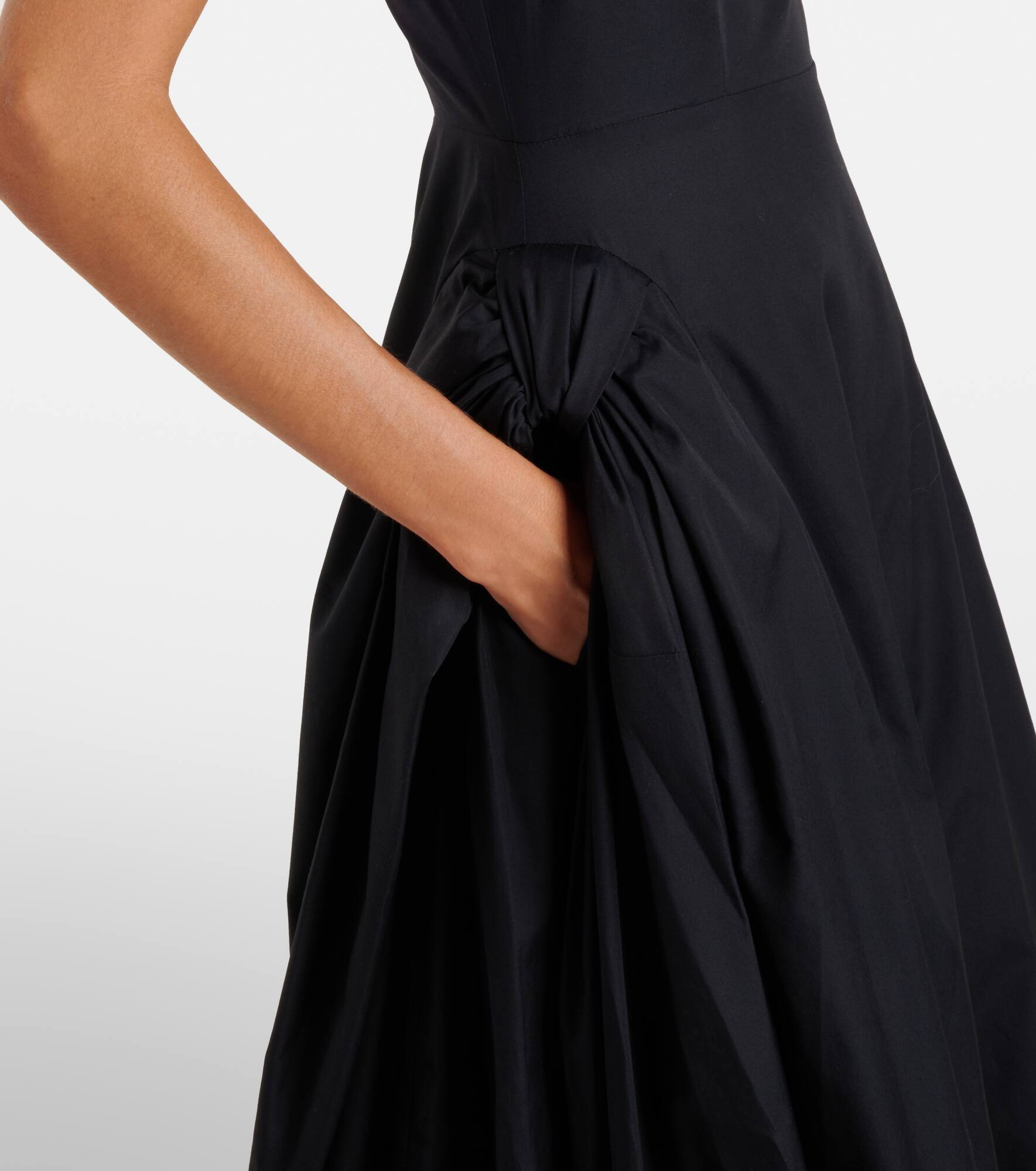 Puff-sleeve cotton poplin midi dress - 5