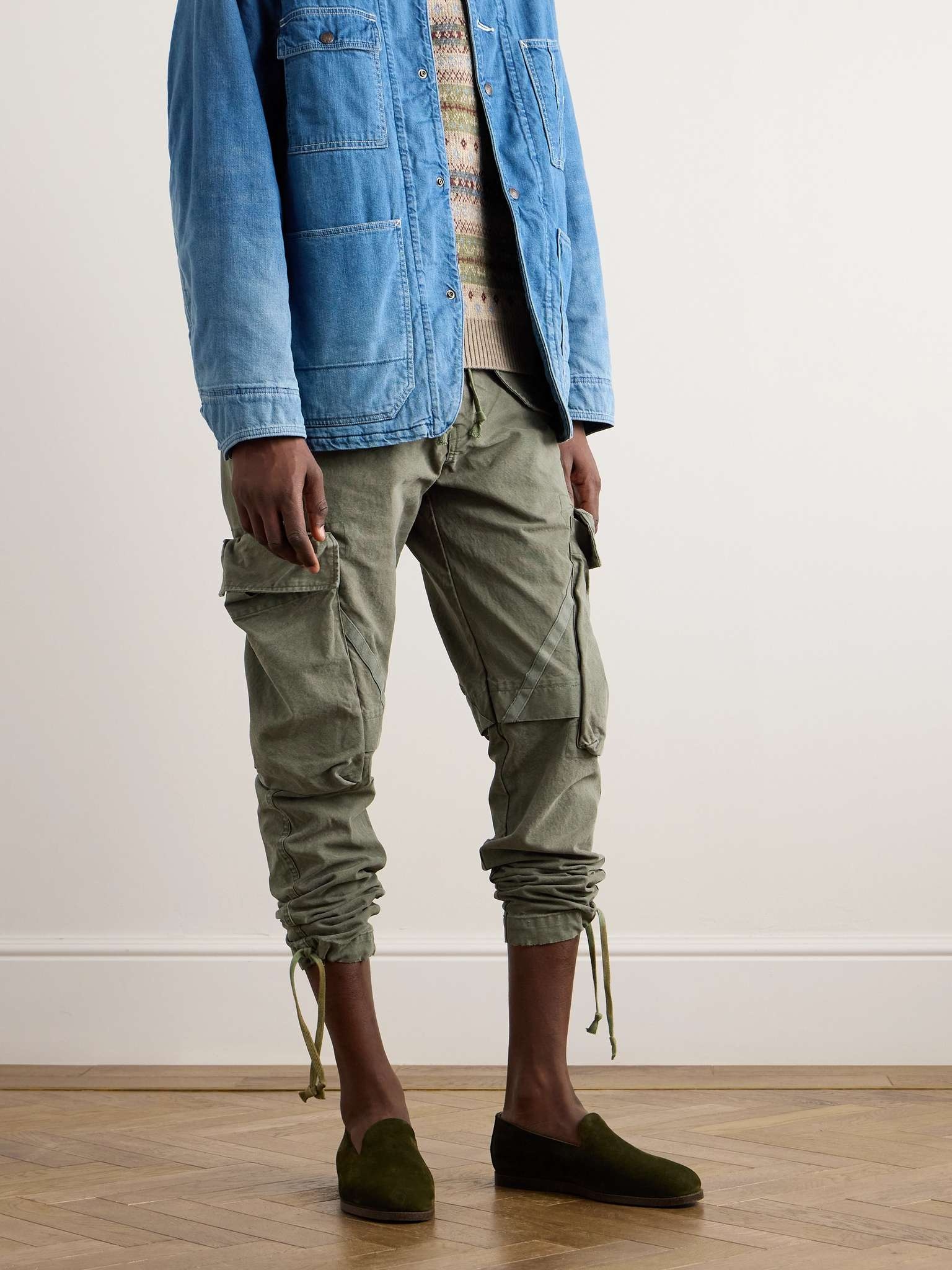 Tapered Cotton-Canvas Drawstring Cargo Trousers - 6