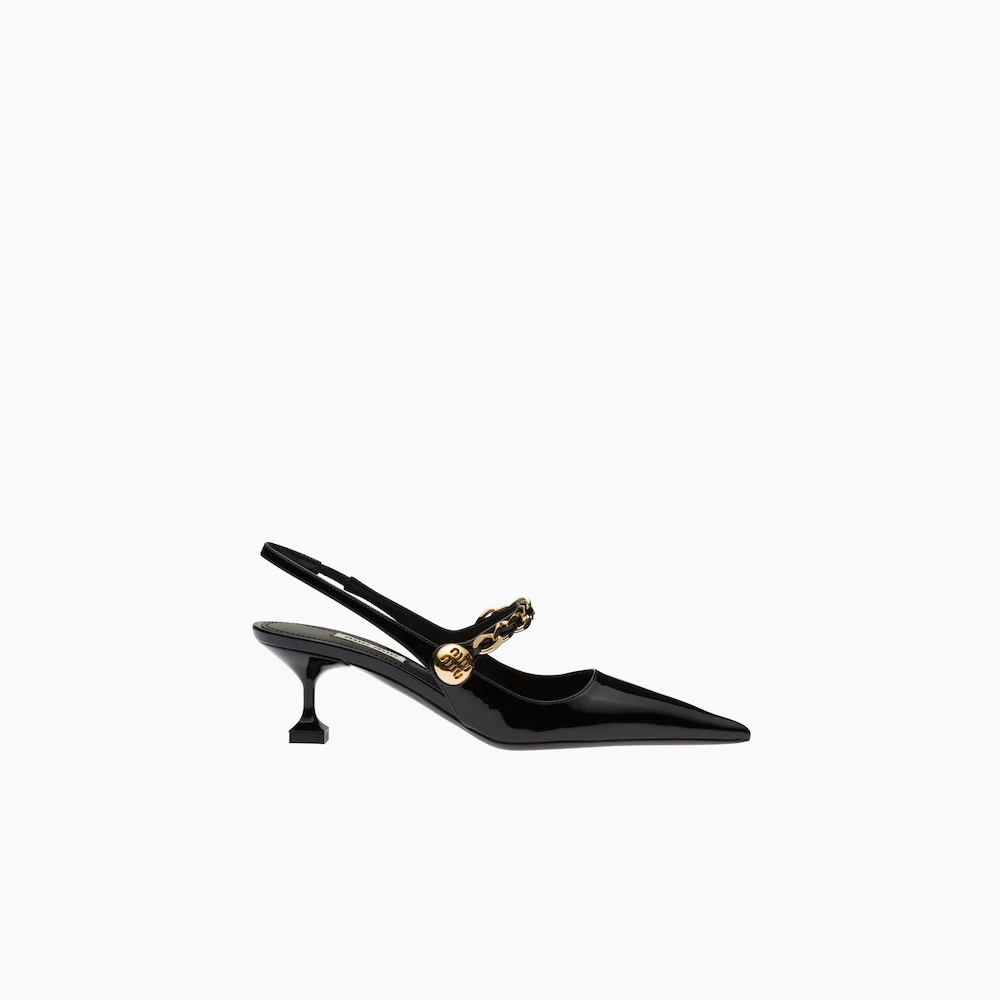 Patent leather slingback pumps - 4