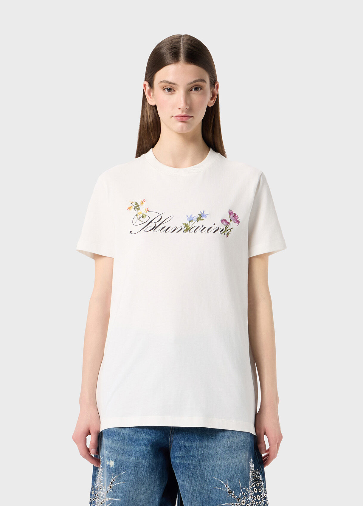T-SHIRT WITH EMBROIDERY AND LOGO PRINT - 2