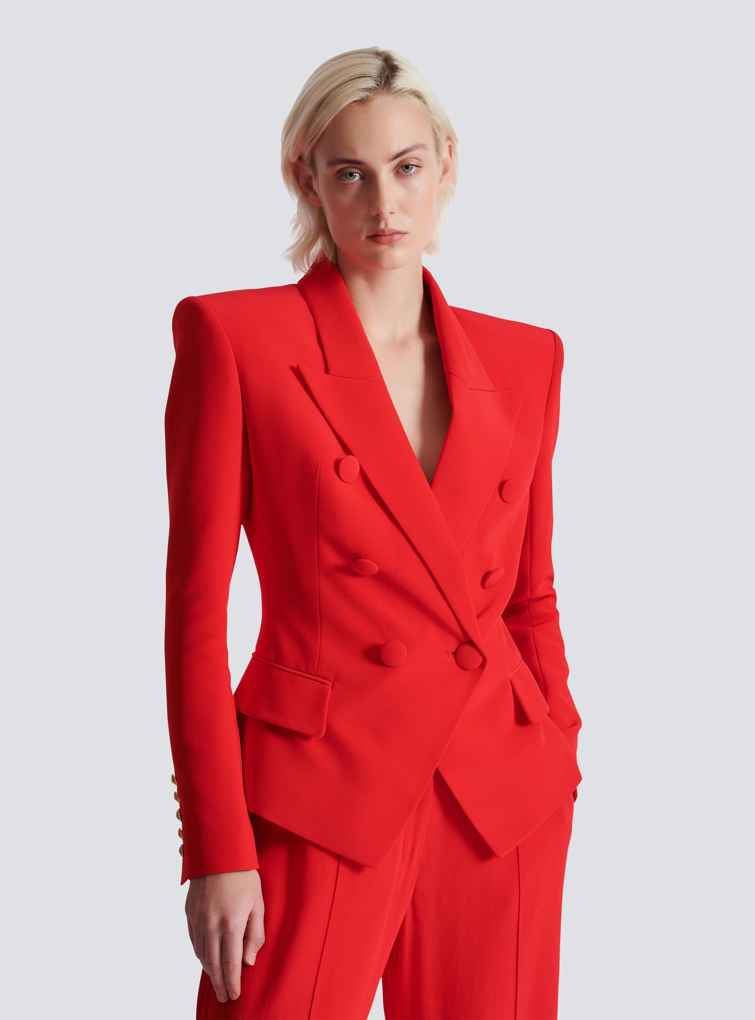 Fitted crepe 6-button jacket - 7