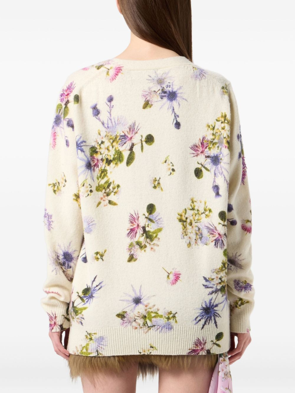 floral-beaded cardigan - 4