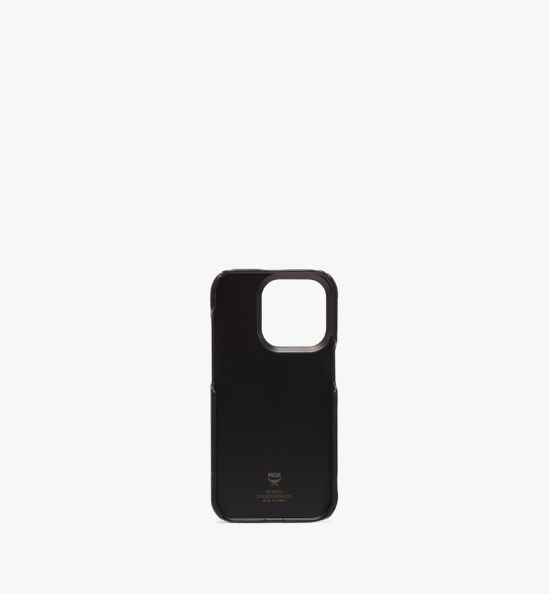 MCM iPhone 14 Pro Case in Embossed Monogram Leather outlook