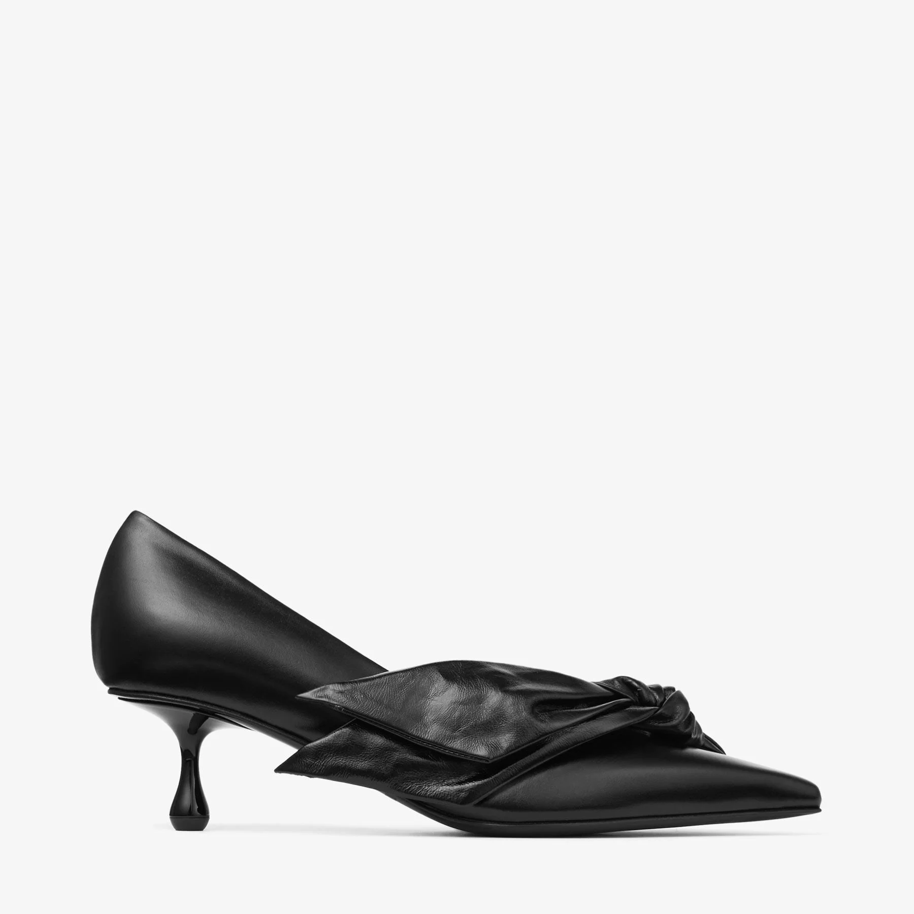 Issy Pump 50 Black Leather Pumps with Oversized Bow - 1