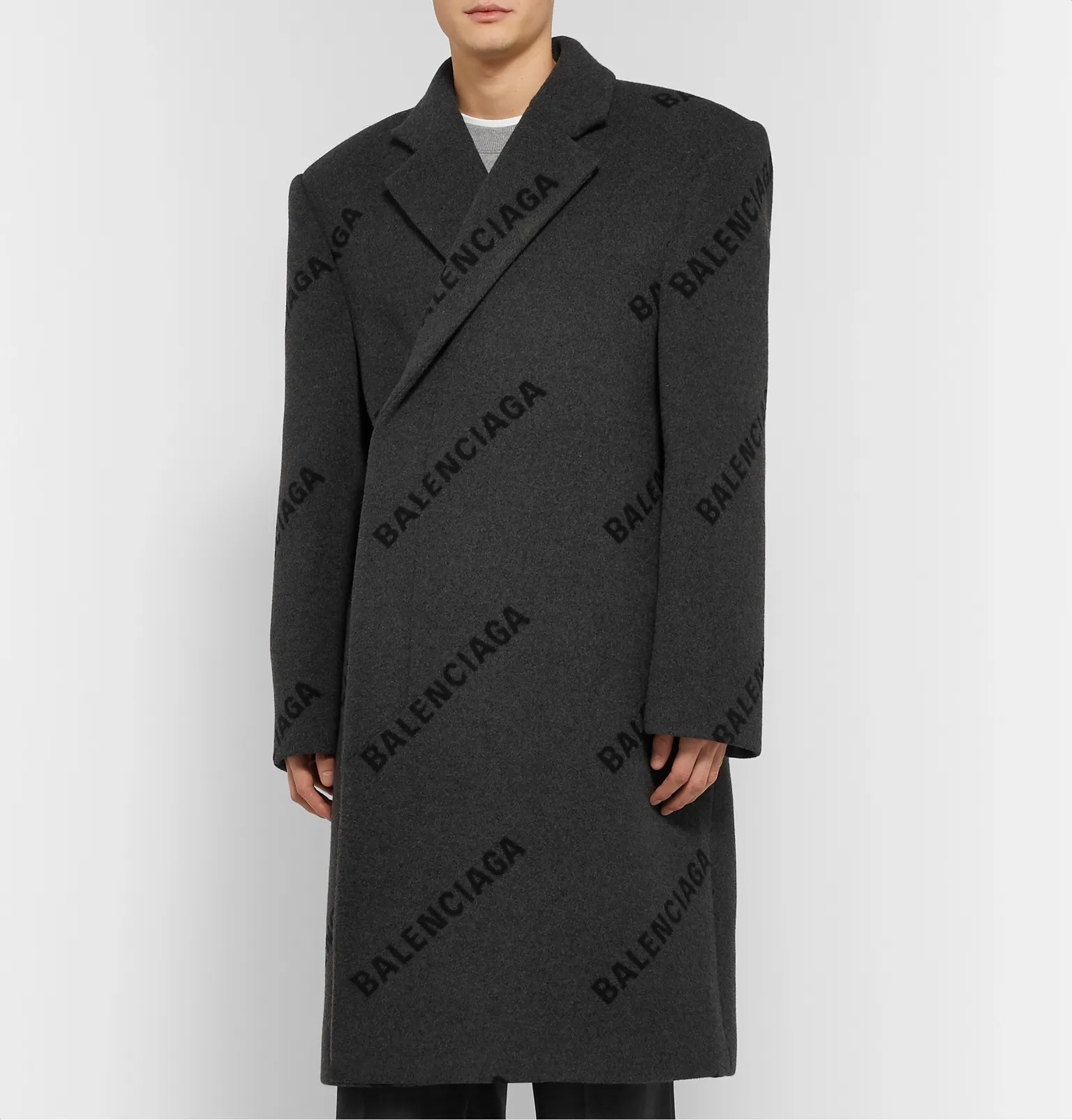 Oversized Logo-Print Cashmere Coat - 4