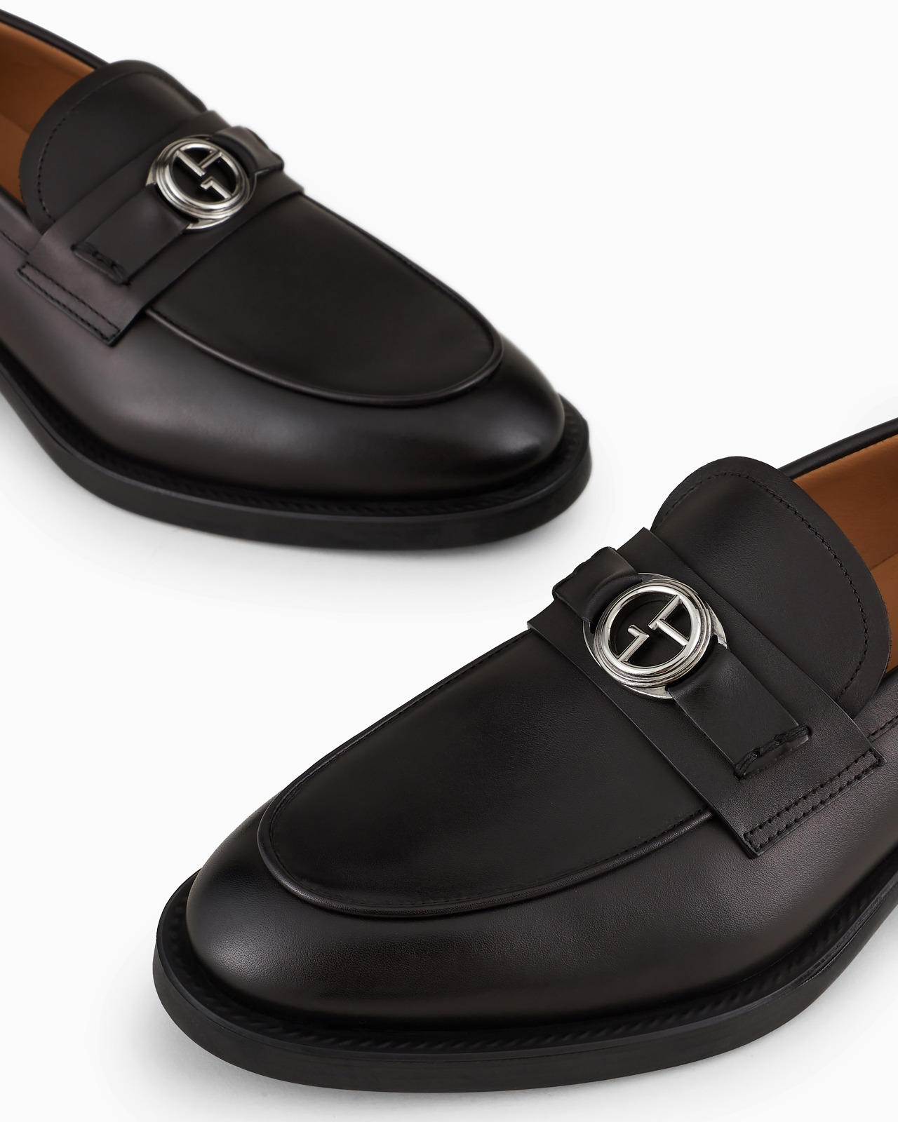 Leather loafers with logo - 3