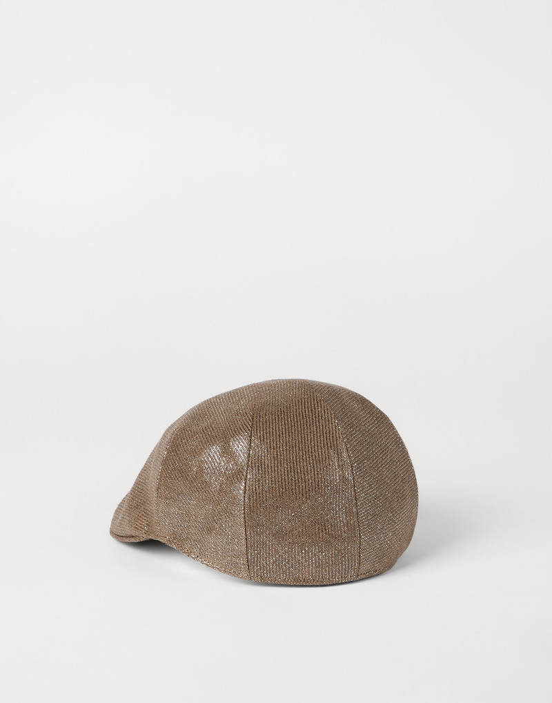 Brunello Cucinelli Sparkling linen diagonal flat hat outlook