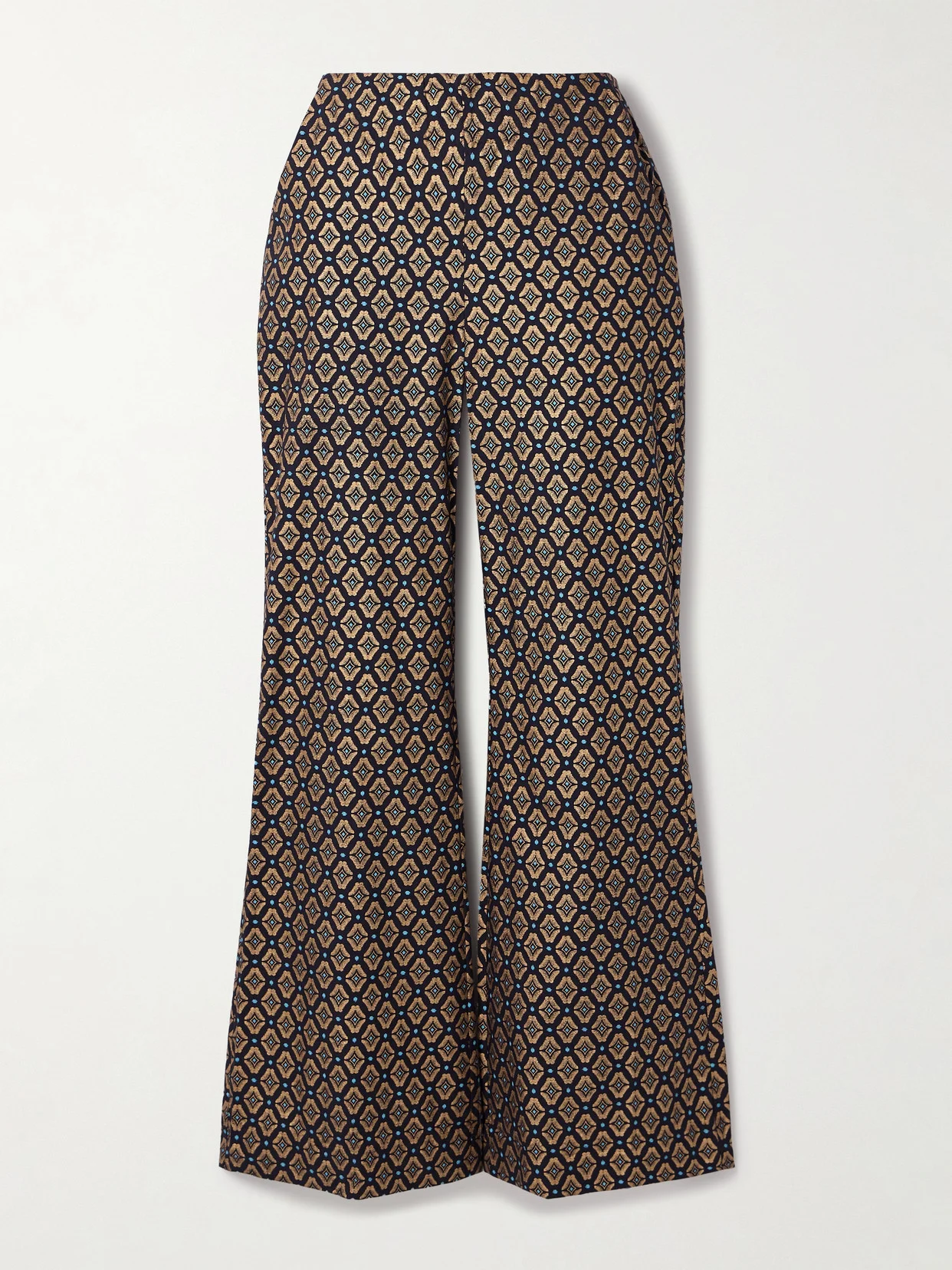 Charlie Metallic Printed Cotton Flared Pants - 1
